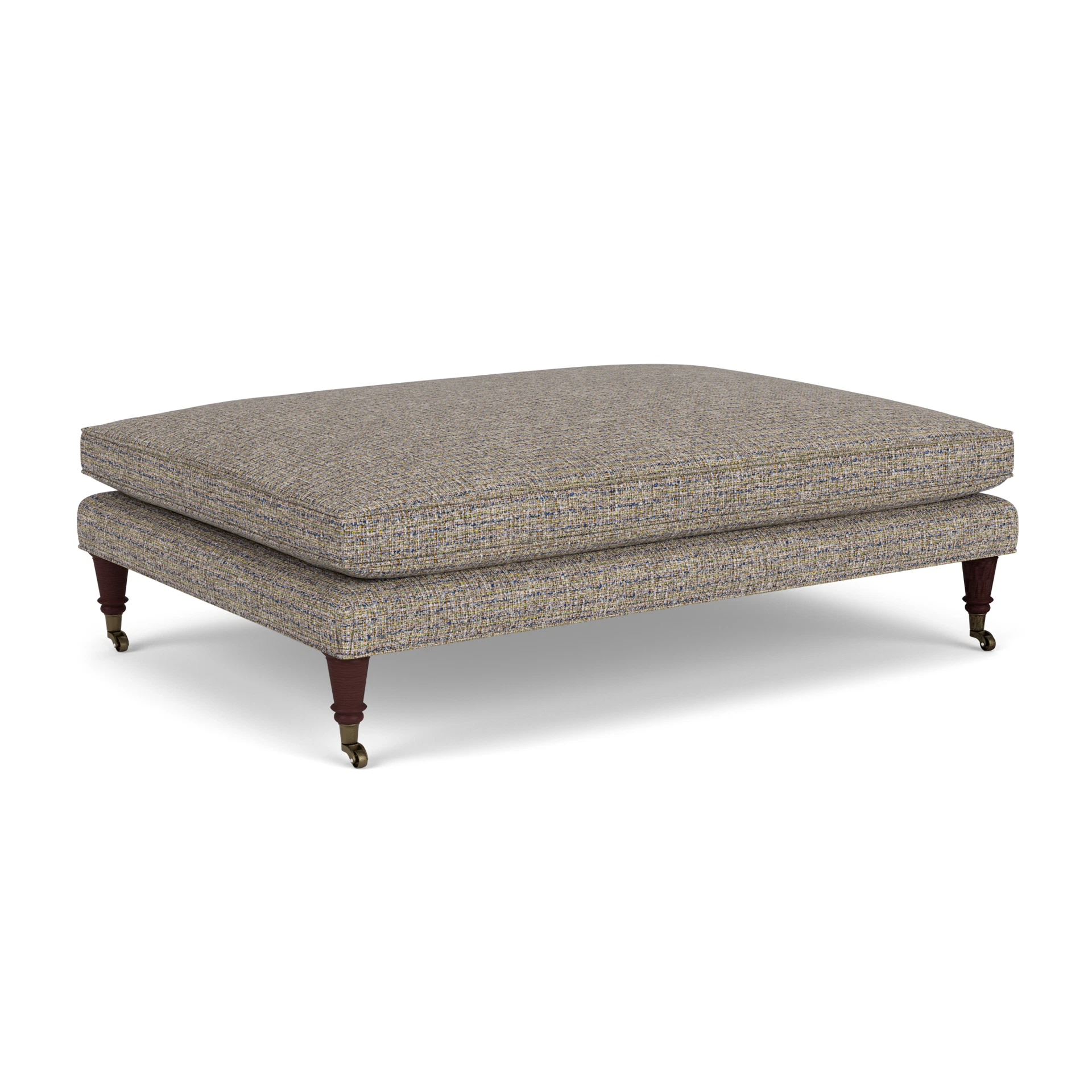 Taylor Foot Stool in Textured Weave - Shoreline Mix with Light legs