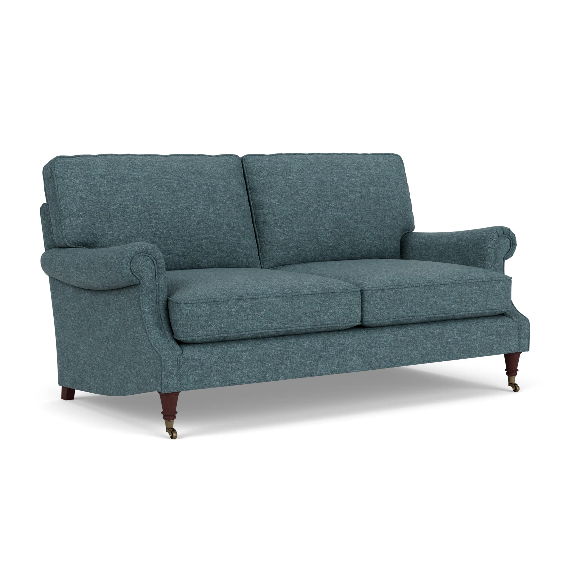 Taylor High Back 3 Seater Sofa in Aquaclean Oxford - Lake Marl with Light legs