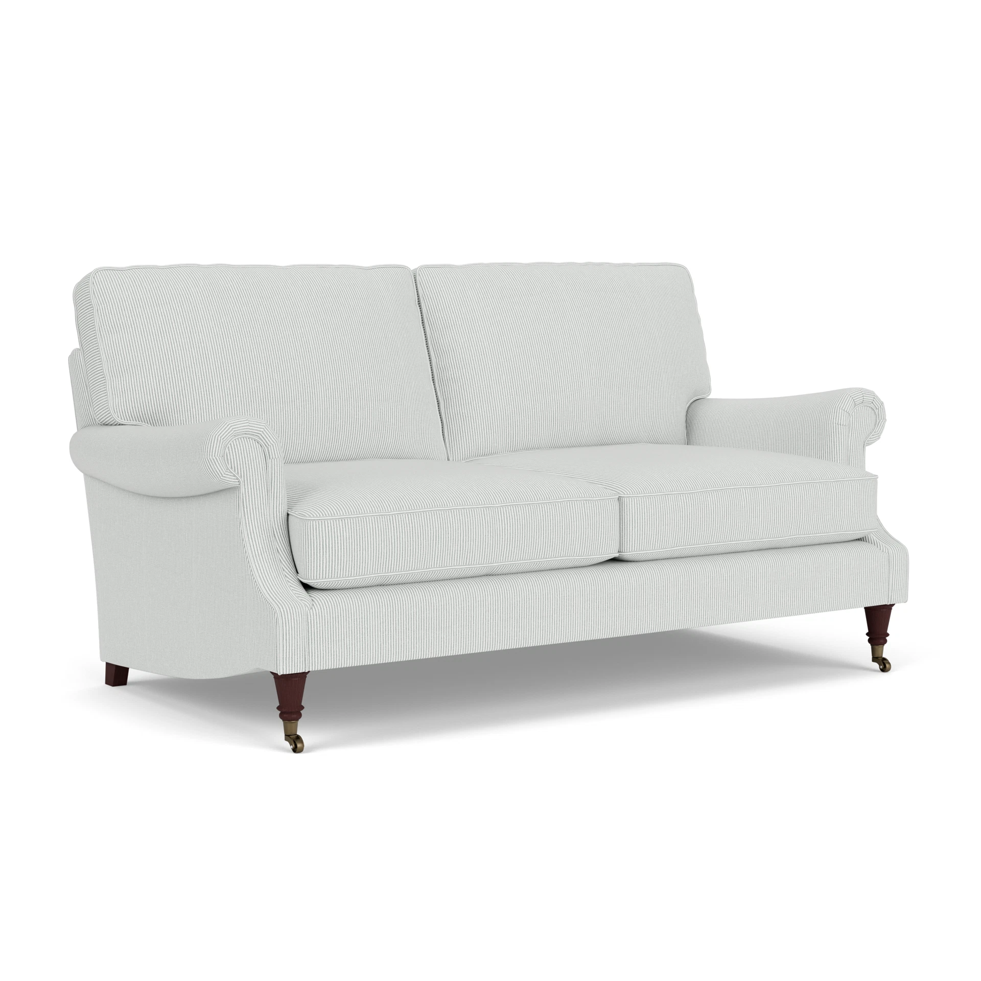 Taylor High Back 3 Seater Sofa in Broadway Stripe - Duck Egg with Light legs