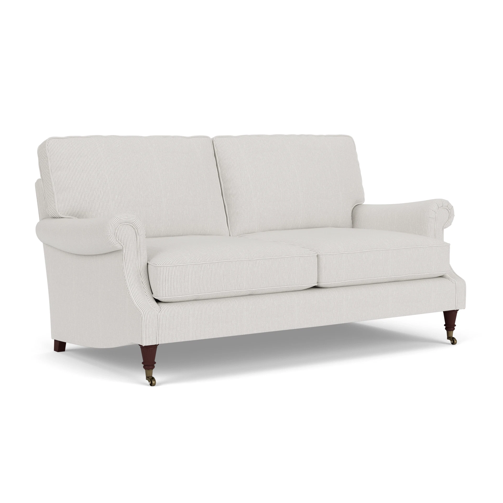Taylor High Back 3 Seater Sofa in Broadway Stripe - Grey with Light legs