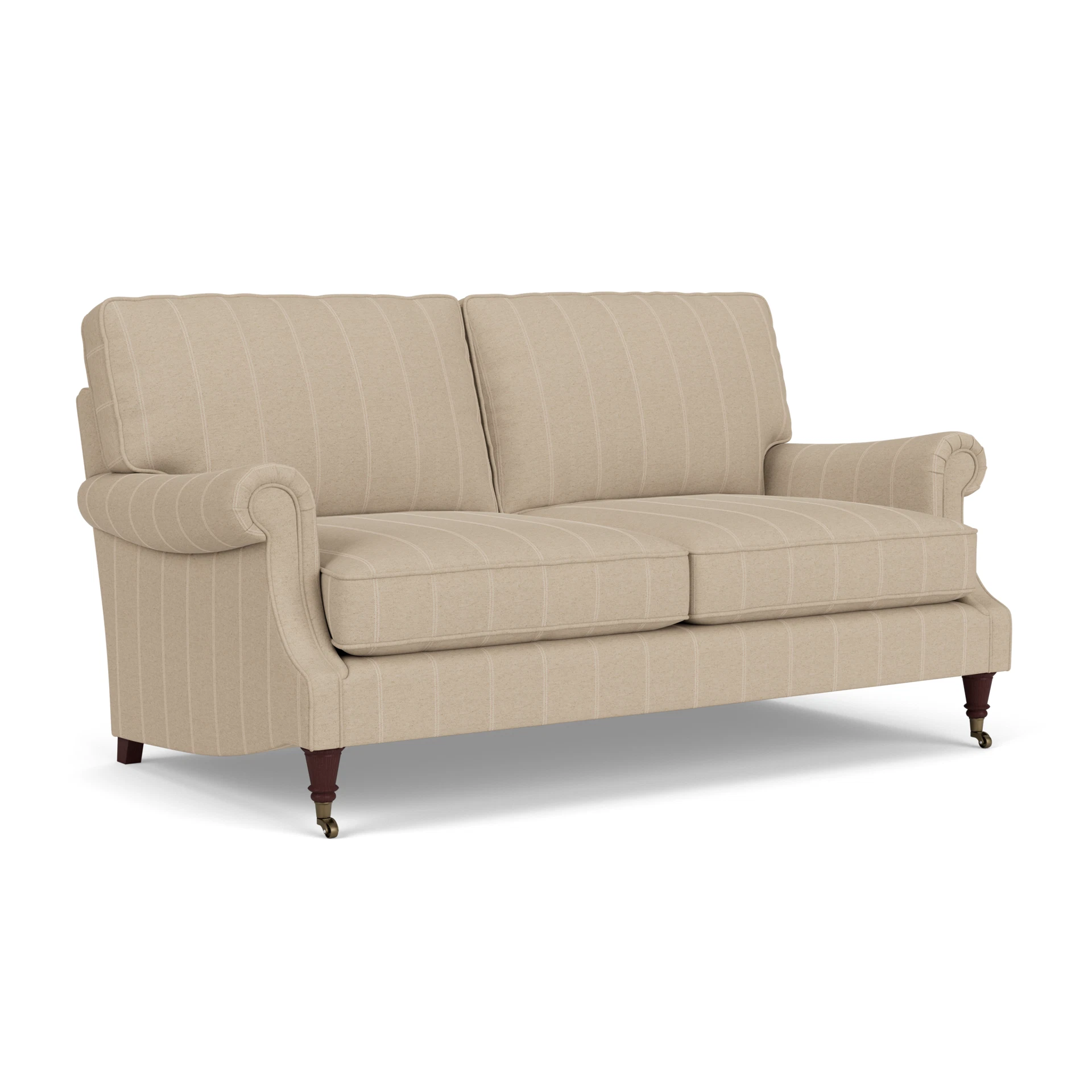 Taylor High Back 3 Seater Sofa in Compton Stripe - Natural with Light legs