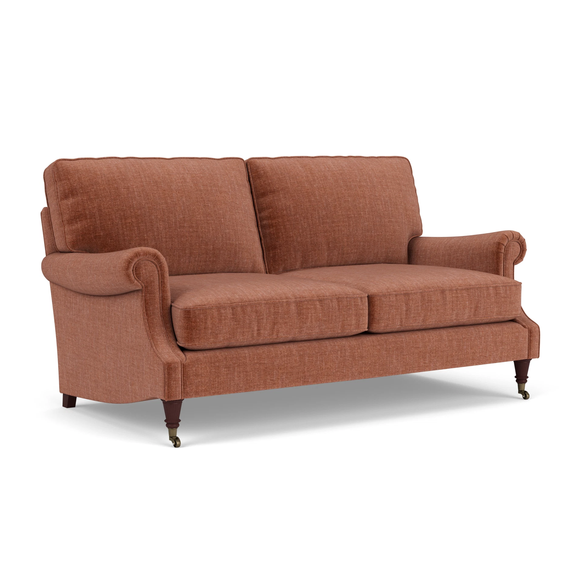 Taylor High Back 3 Seater Sofa in Eco Chenille - Cinnamon with Light legs