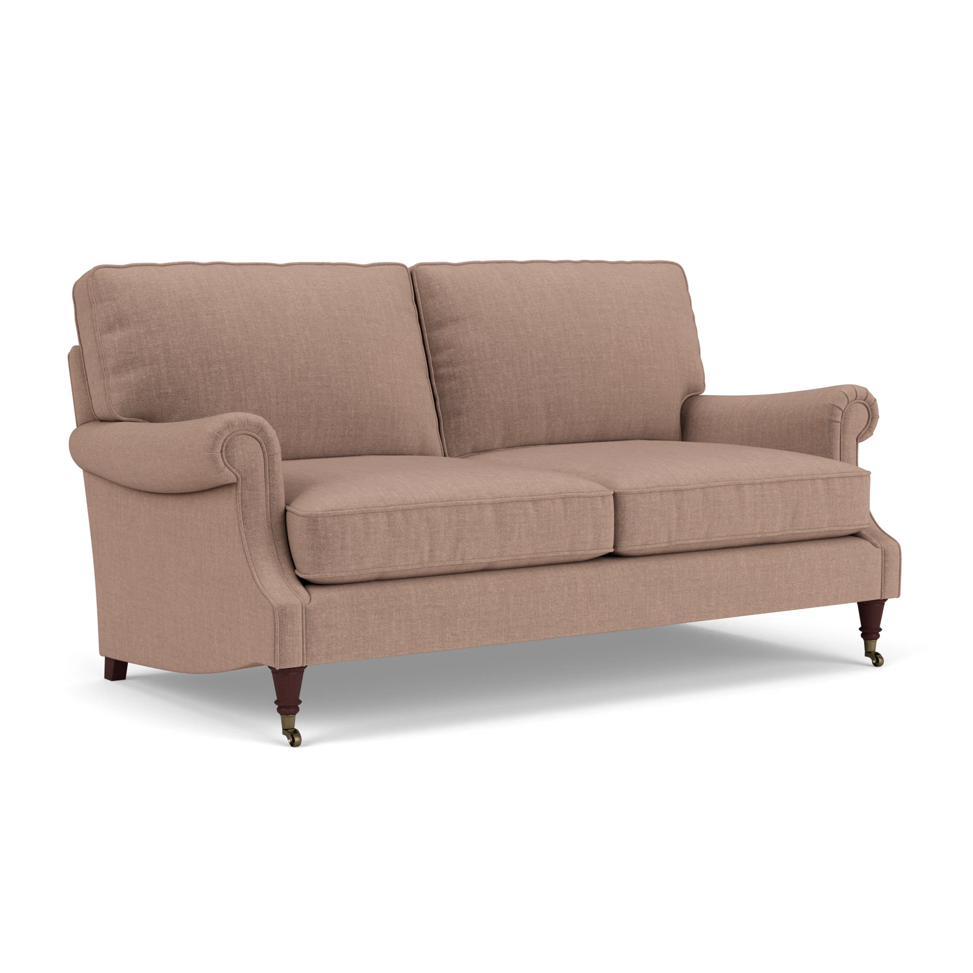 Taylor High Back 3 Seater Sofa in Eco Chenille - Dusky Rose with Light legs