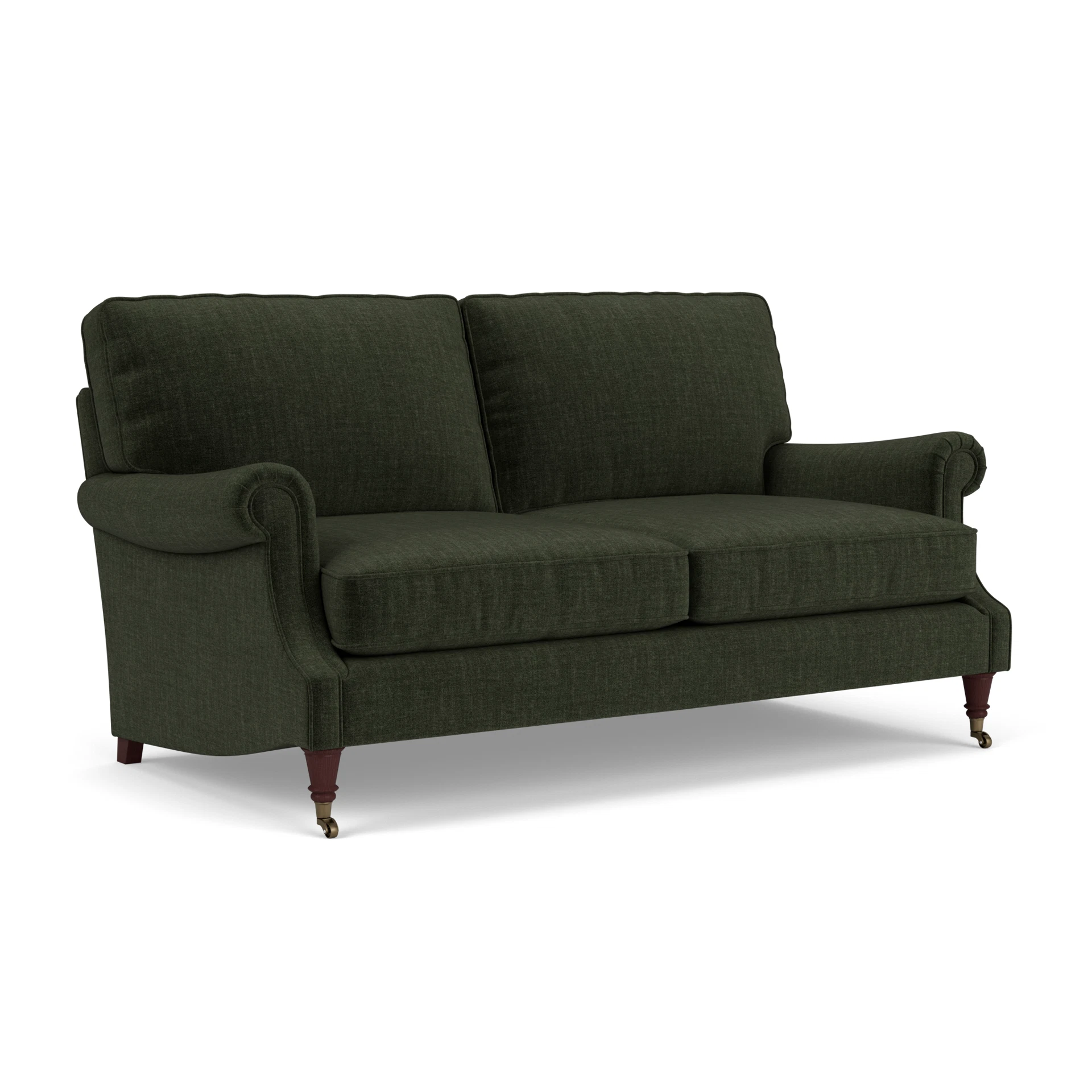 Taylor High Back 3 Seater Sofa in Eco Chenille - Moss with Light legs