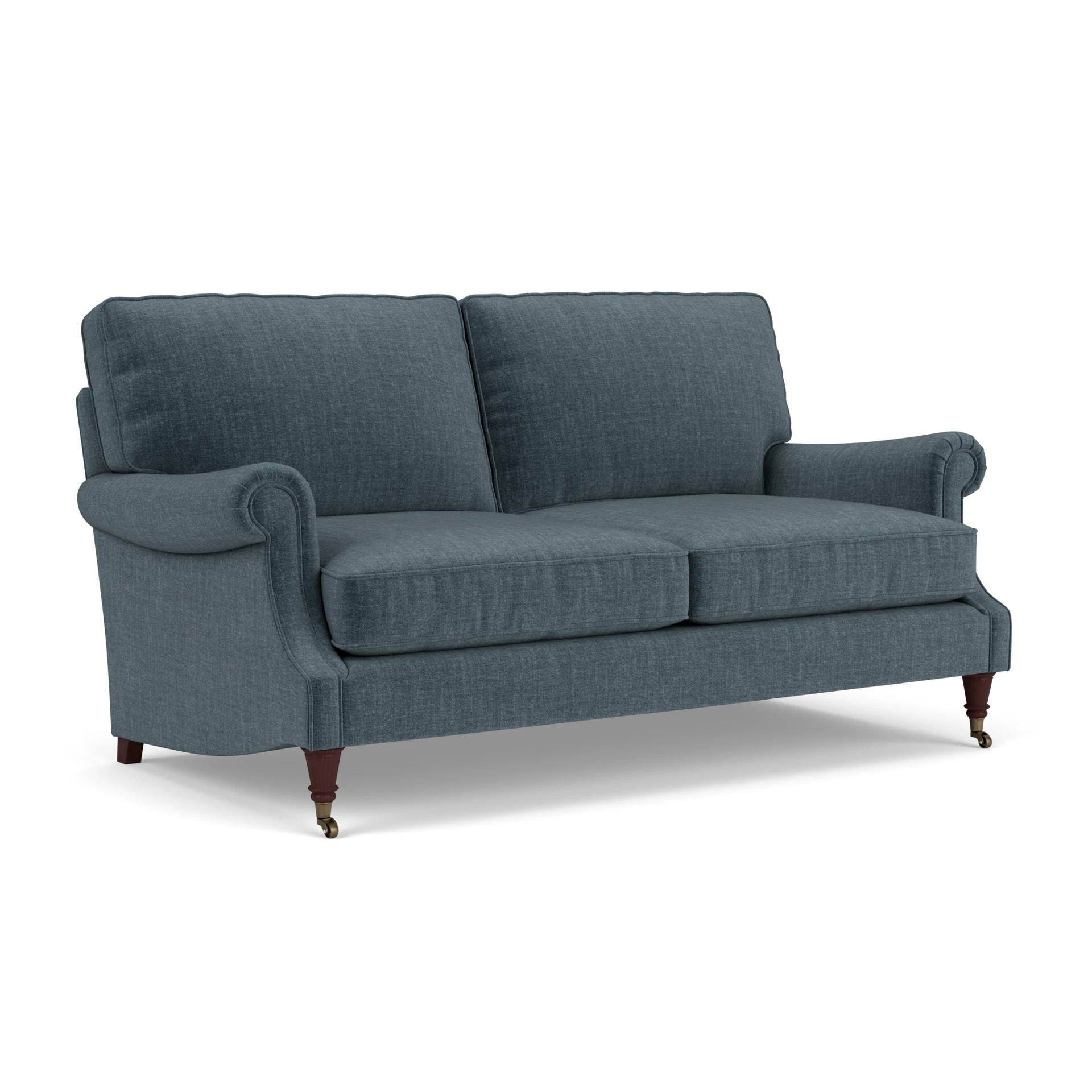 Taylor High Back 3 Seater Sofa in Eco Chenille - Teal with Light legs