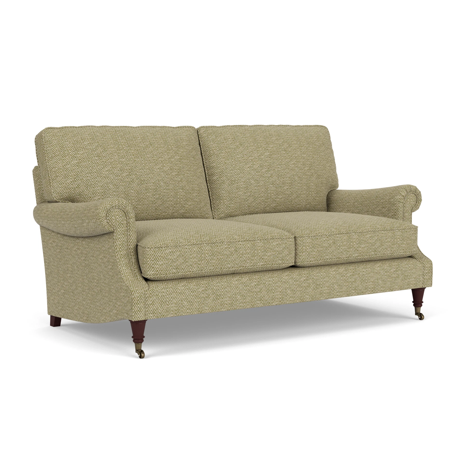Taylor High Back 3 Seater Sofa in Herringbone Weave - Apple with Light legs