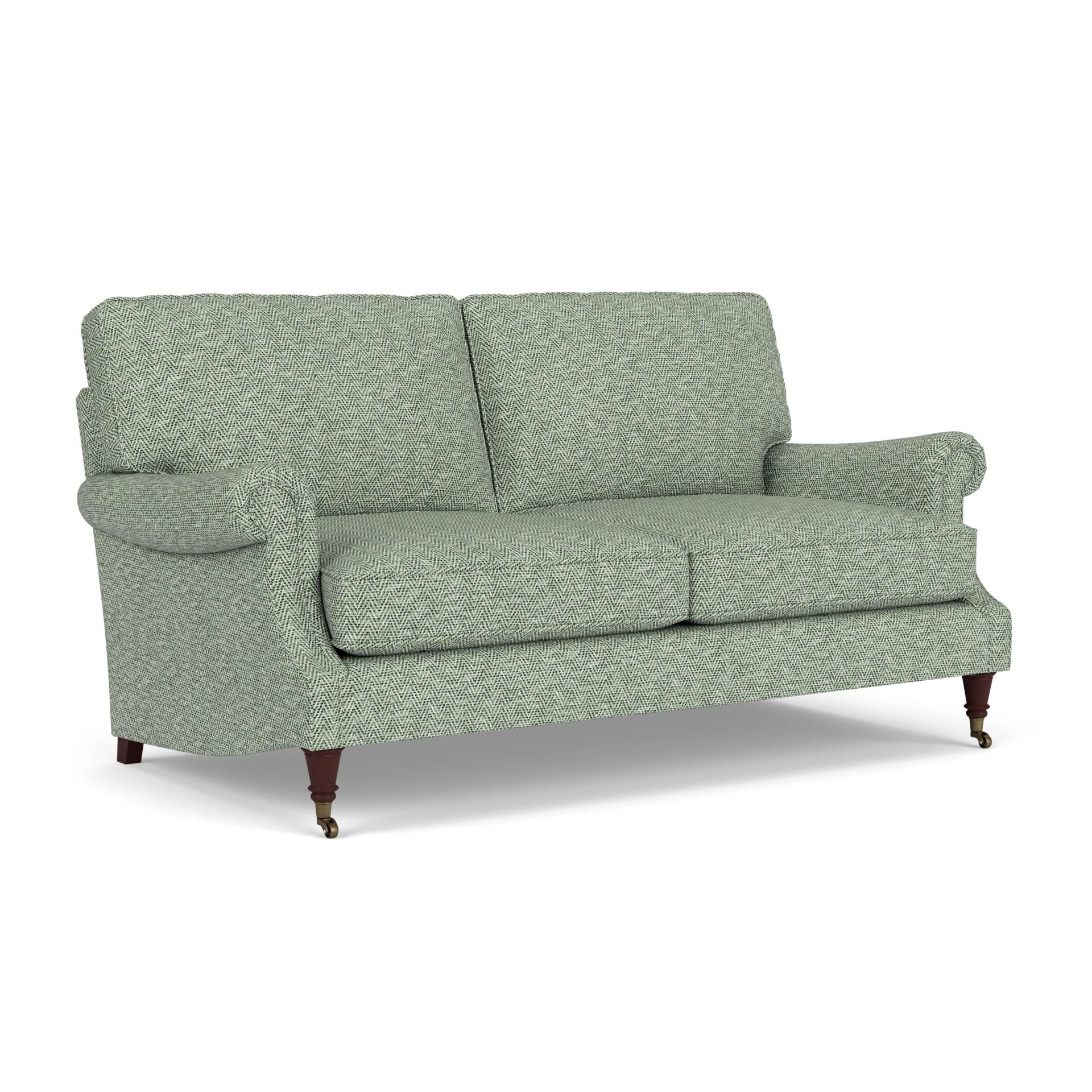 Taylor High Back 3 Seater Sofa in Herringbone Weave - Lake with Light legs
