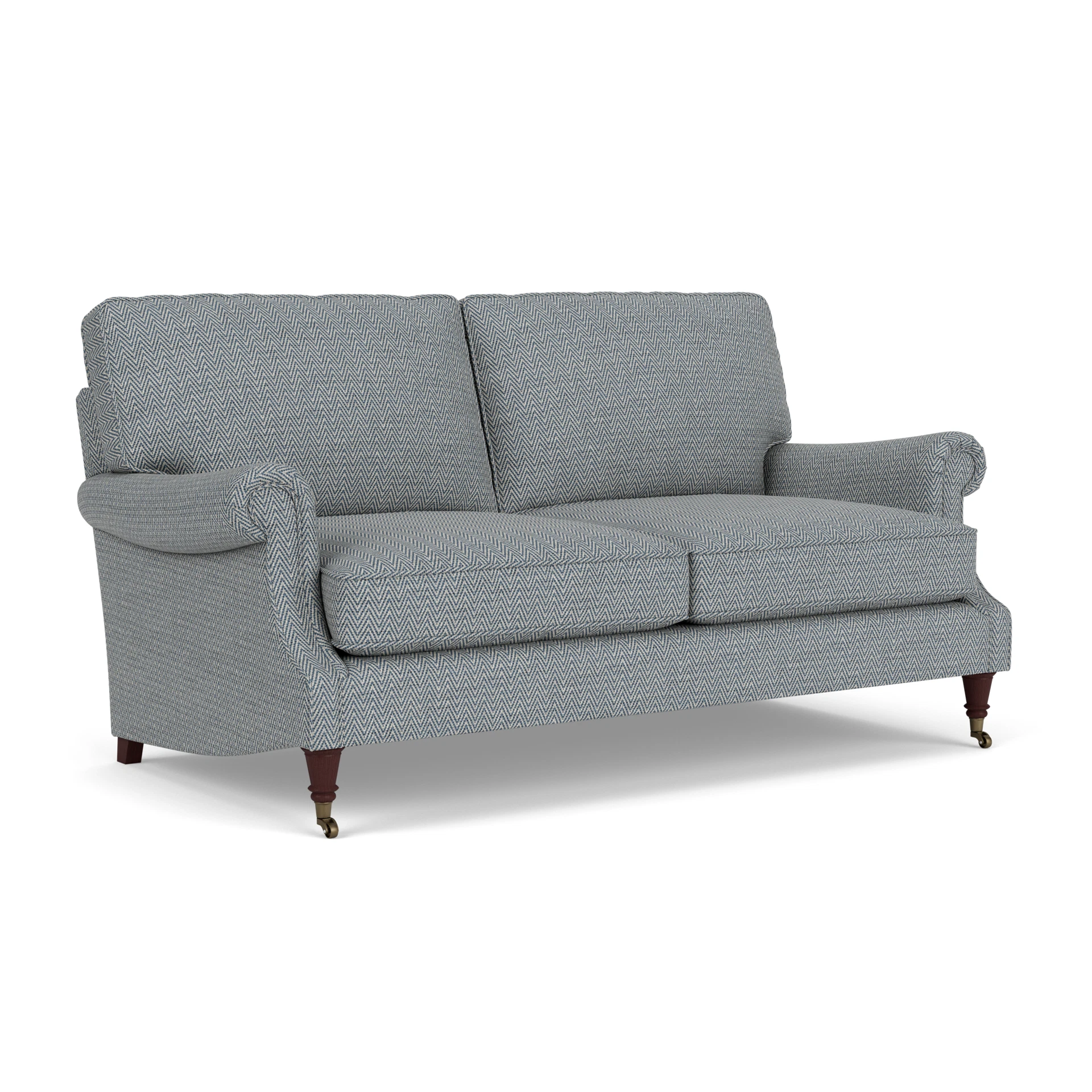 Taylor High Back 3 Seater Sofa in Herringbone Weave - Navy with Light legs