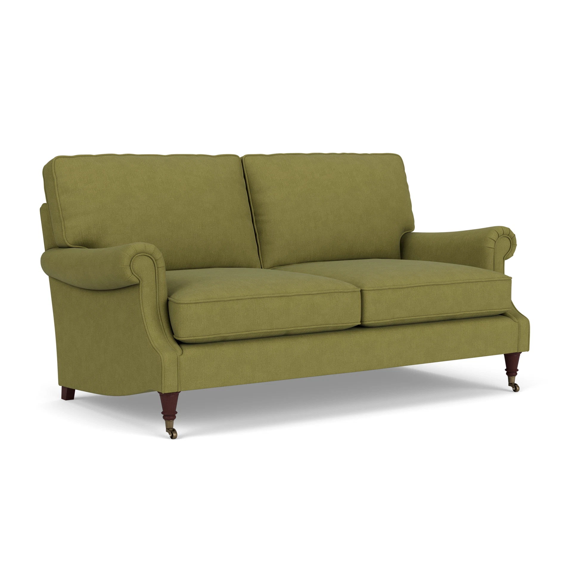 Taylor High Back 3 Seater Sofa in House Linen Mix - Apple with Light legs