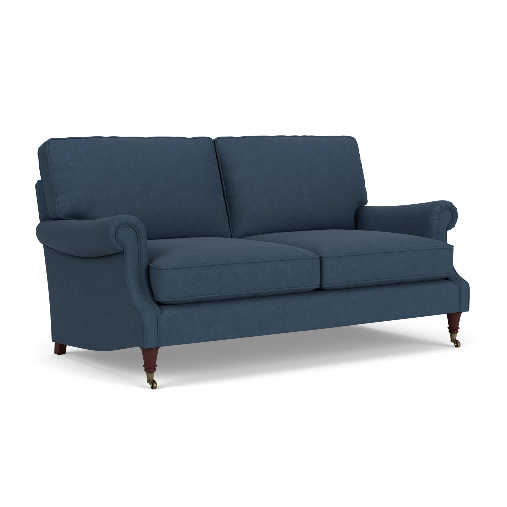 Taylor High Back 3 Seater Sofa in House Linen Mix - Indigo with Light legs
