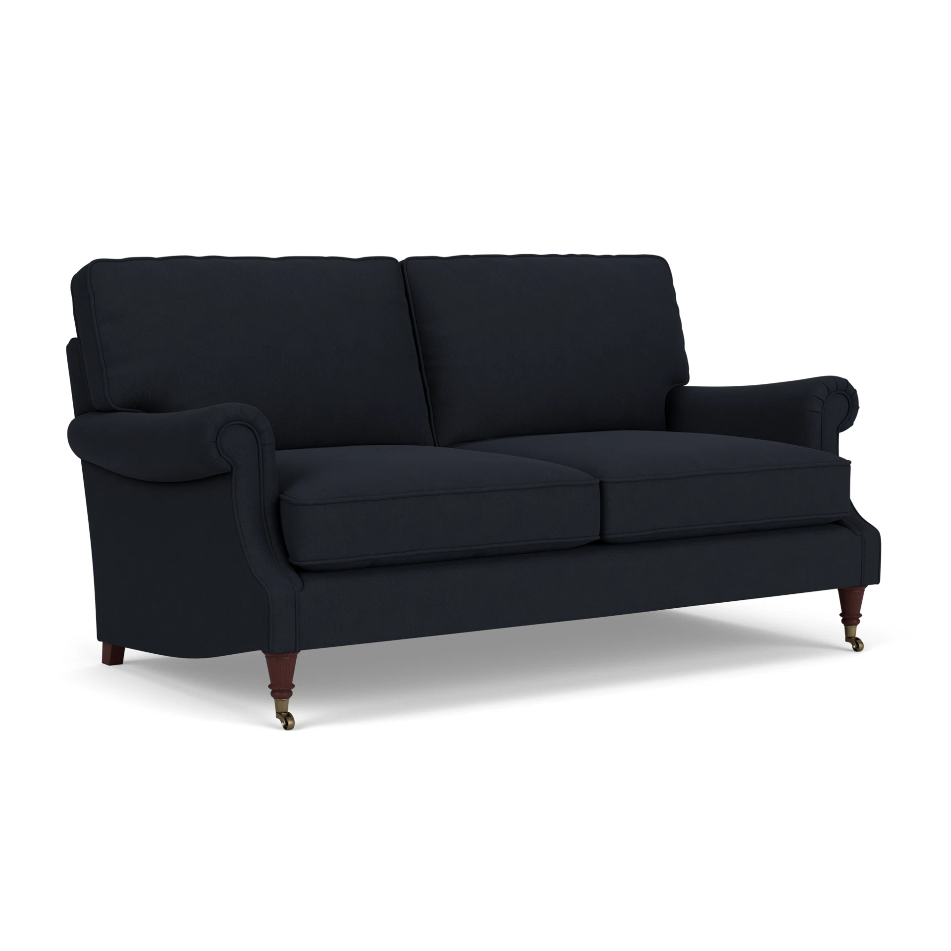 Taylor High Back 3 Seater Sofa in House Linen Mix - Ink with Light legs