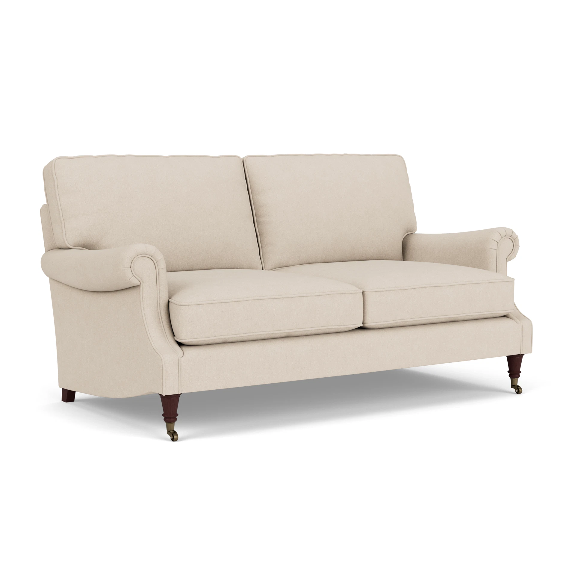 Taylor High Back 3 Seater Sofa in House Linen Mix - Lily White with Light legs