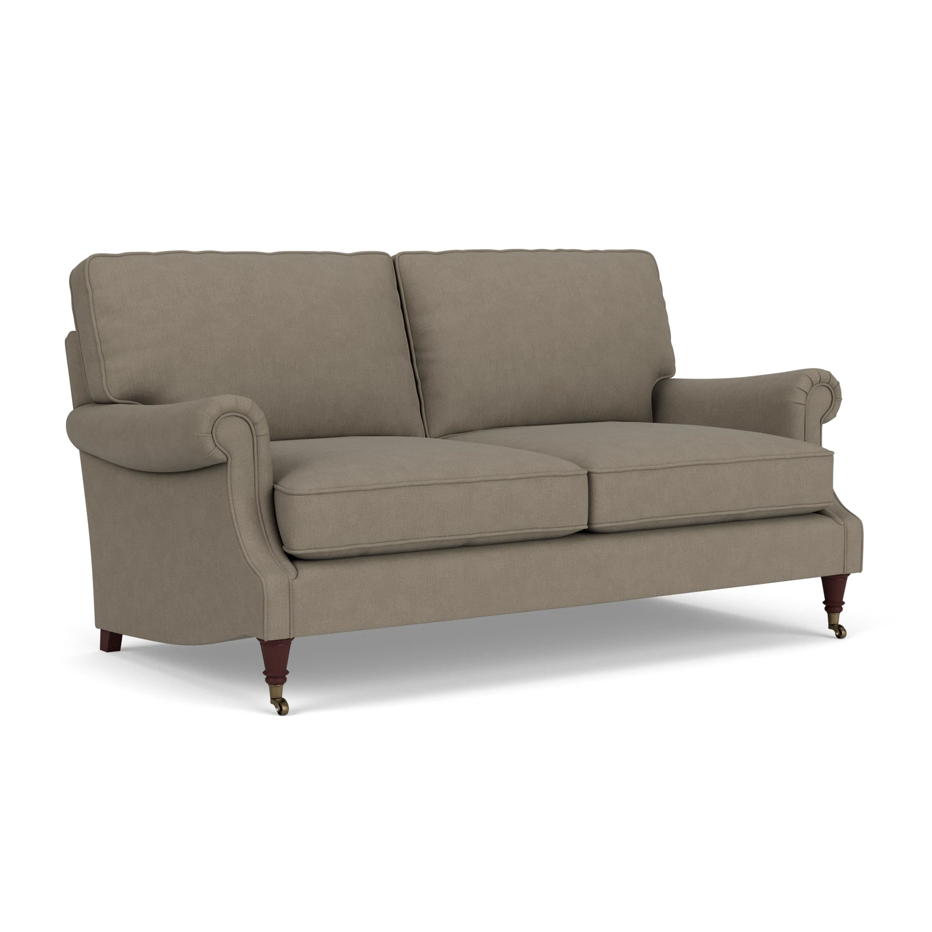 Taylor High Back 3 Seater Sofa in House Linen Mix - Mid Grey with Light legs