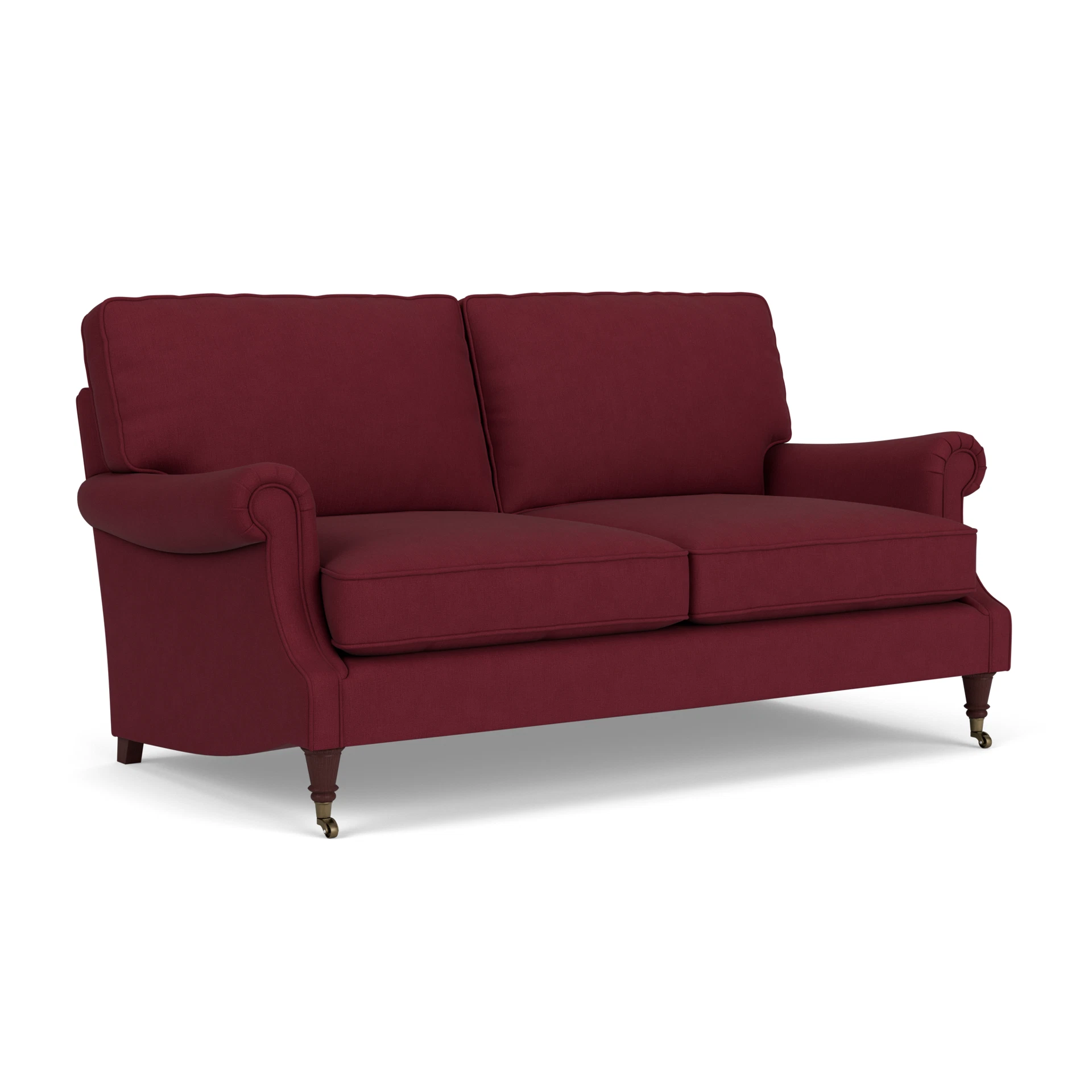 Taylor High Back 3 Seater Sofa in House Linen Mix - Rosehip with Light legs