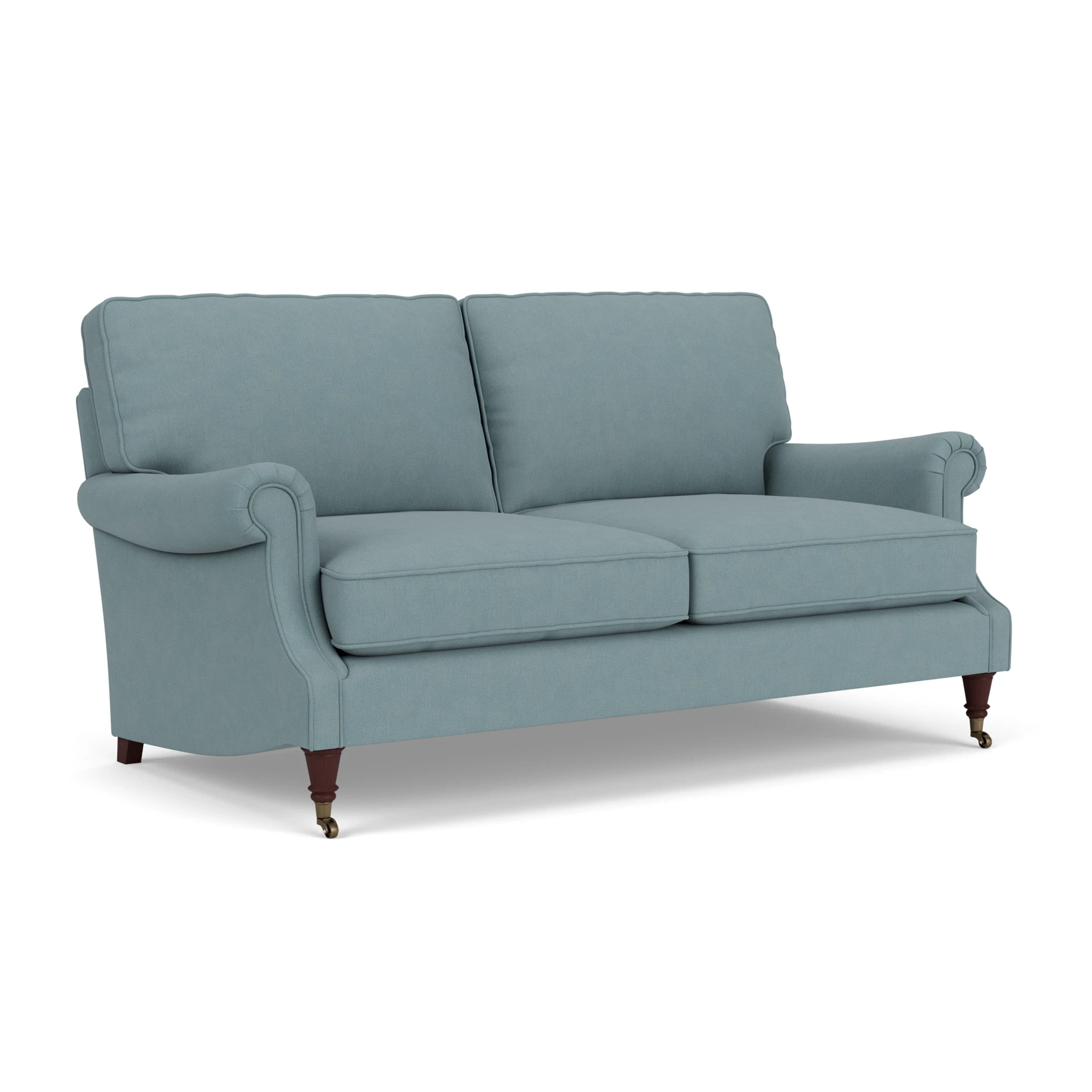 Taylor High Back 3 Seater Sofa in House Linen Mix - Sky Blue with Light legs