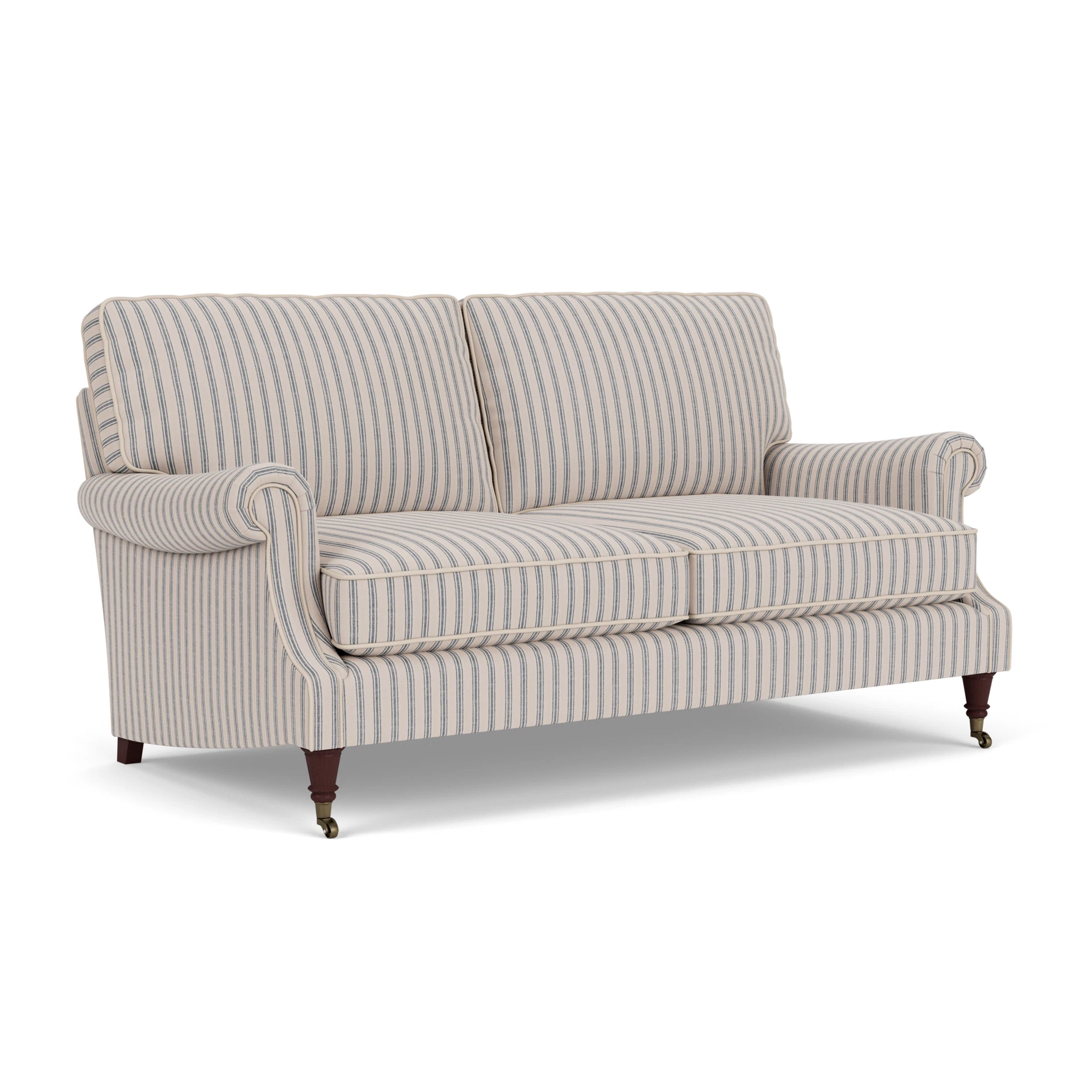 Taylor High Back 3 Seater Sofa in Kingham Stripe - Indigo with Light legs