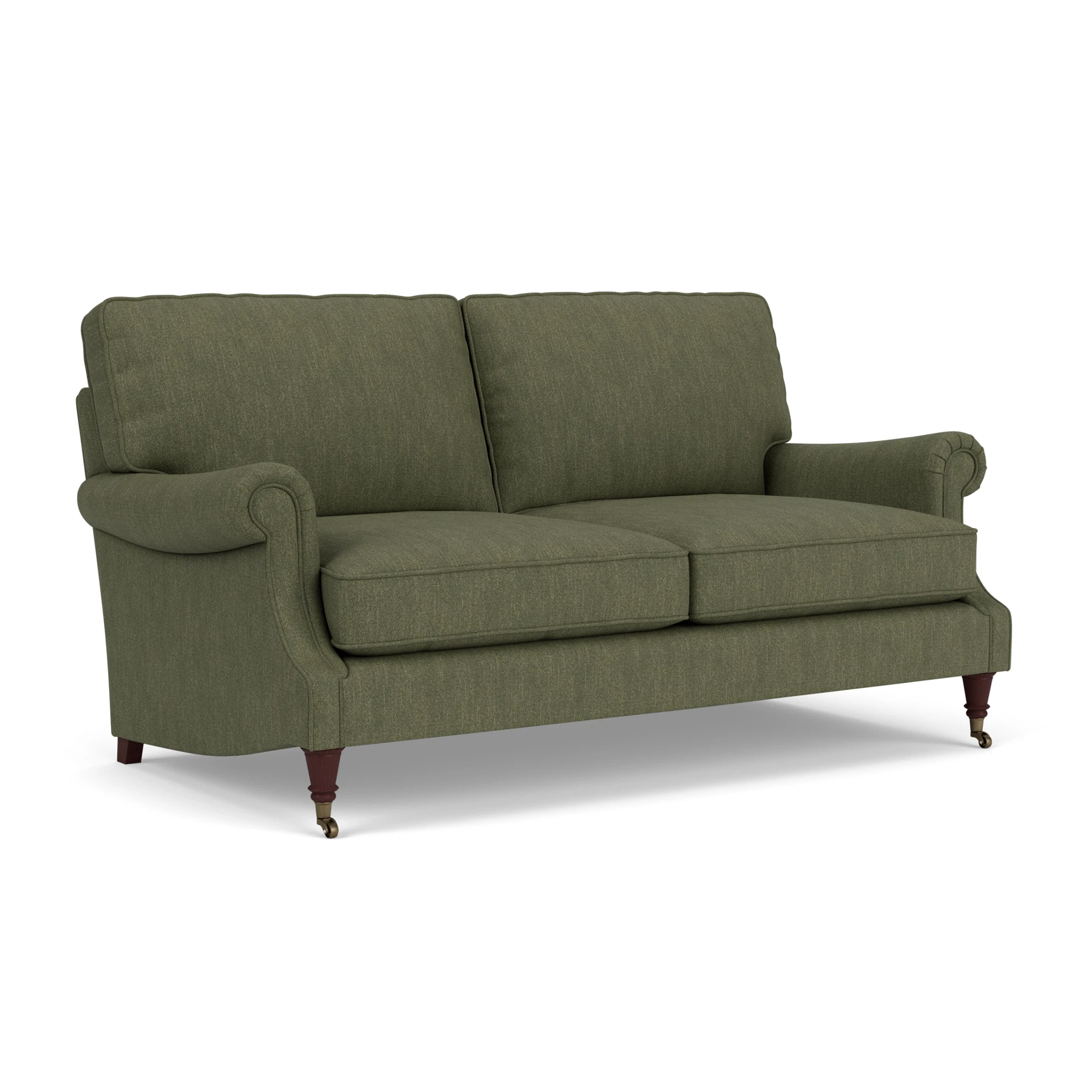 Taylor High Back 3 Seater Sofa in Luxury Italian Linen - Fern with Light legs