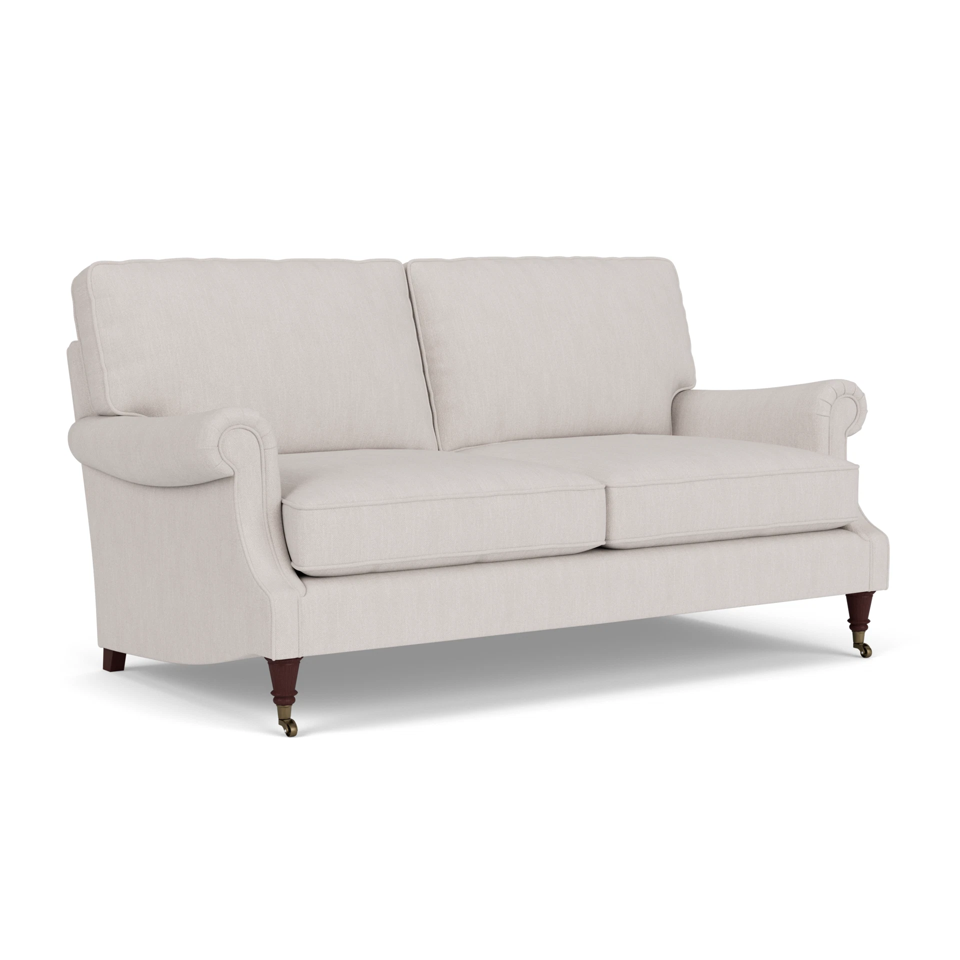 Taylor High Back 3 Seater Sofa in Luxury Italian Linen - Soft White with Light legs
