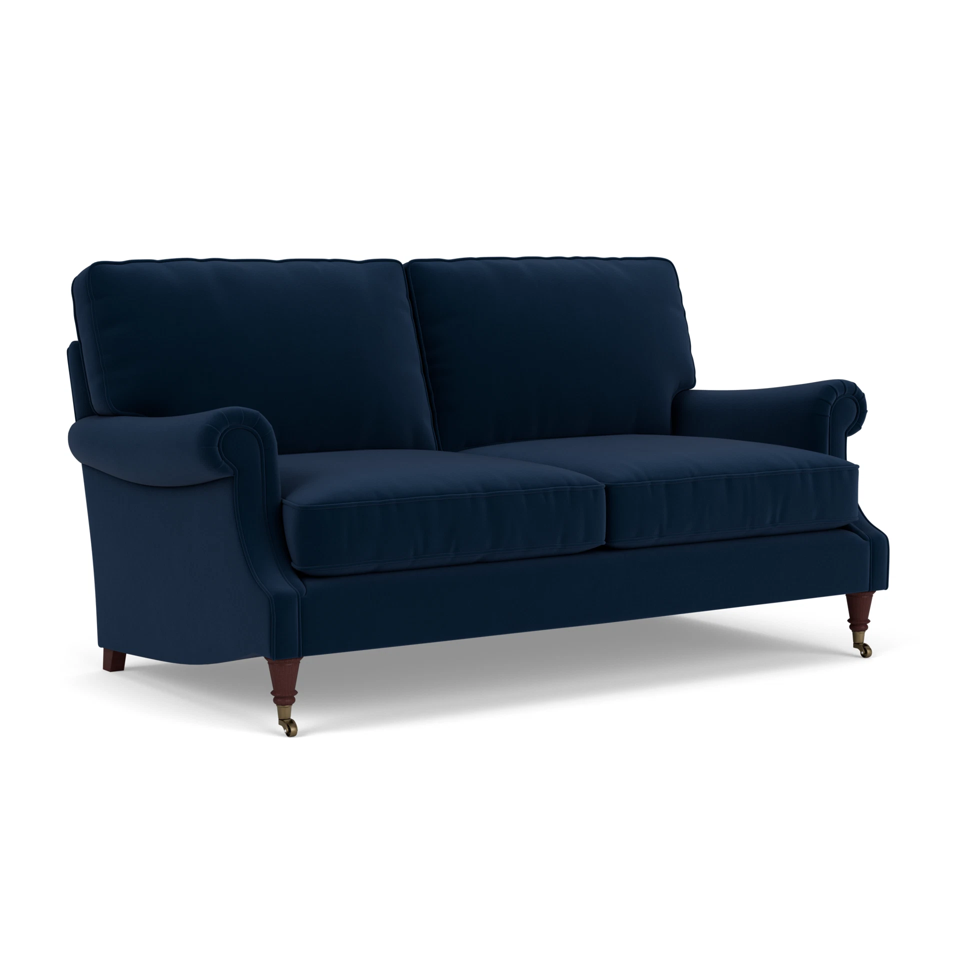 Taylor High Back 3 Seater Sofa in Matt Velvet - Deep Blue with Light legs