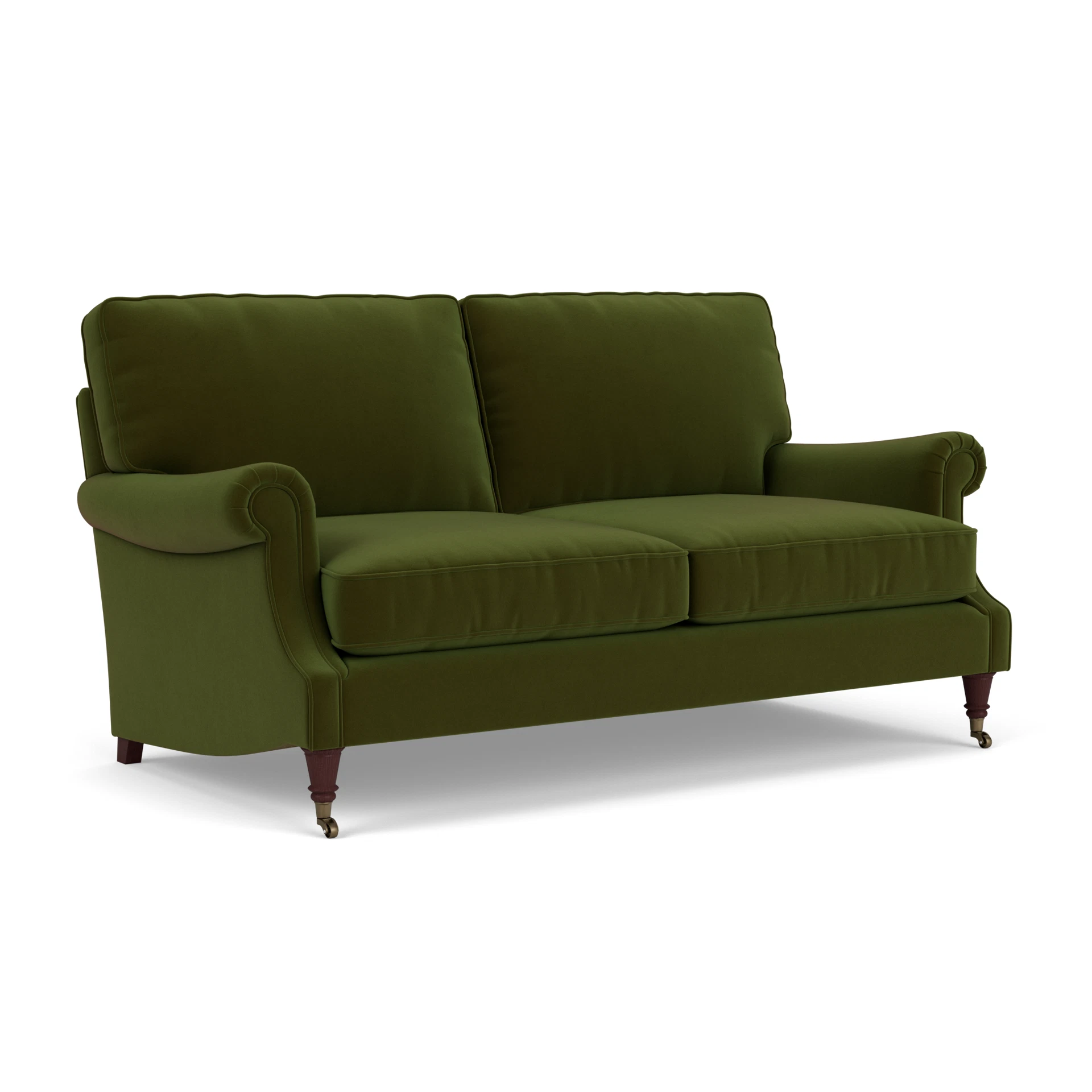 Taylor High Back 3 Seater Sofa in Matt Velvet - Forest Green with Light legs