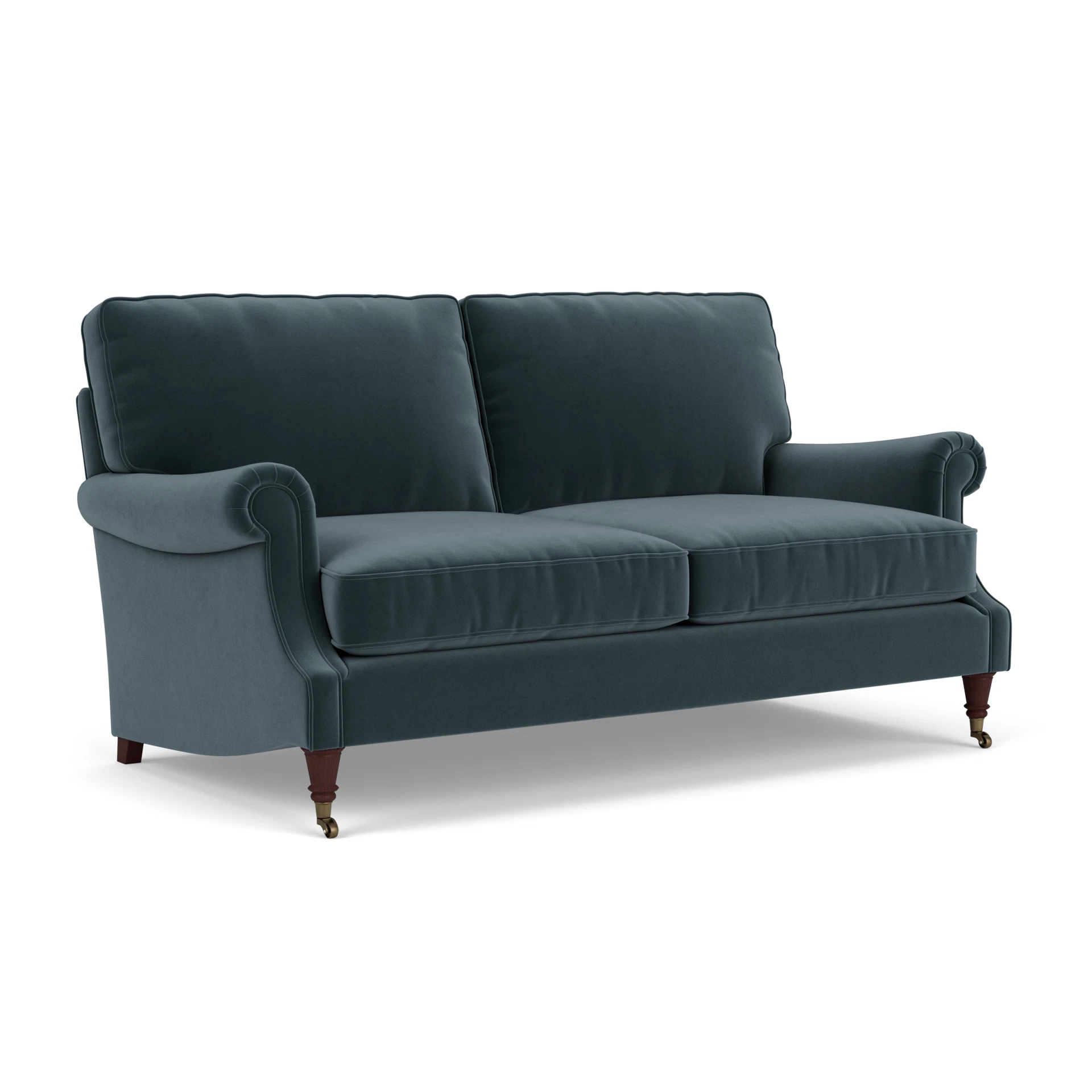 Taylor High Back 3 Seater Sofa in Matt Velvet - Night Sky with Light legs