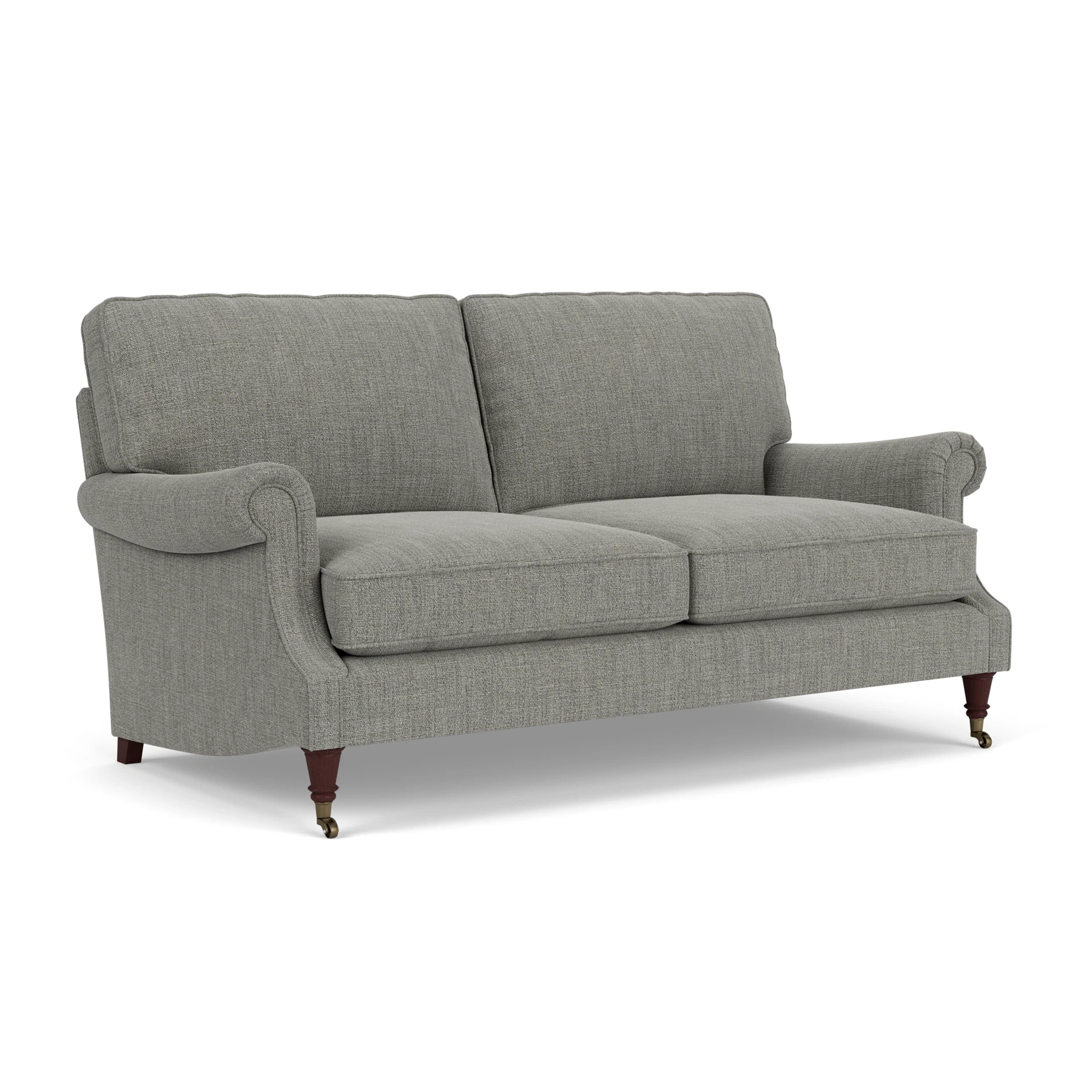 Taylor High Back 3 Seater Sofa in Rustic Weave - Grey Marl with Light legs