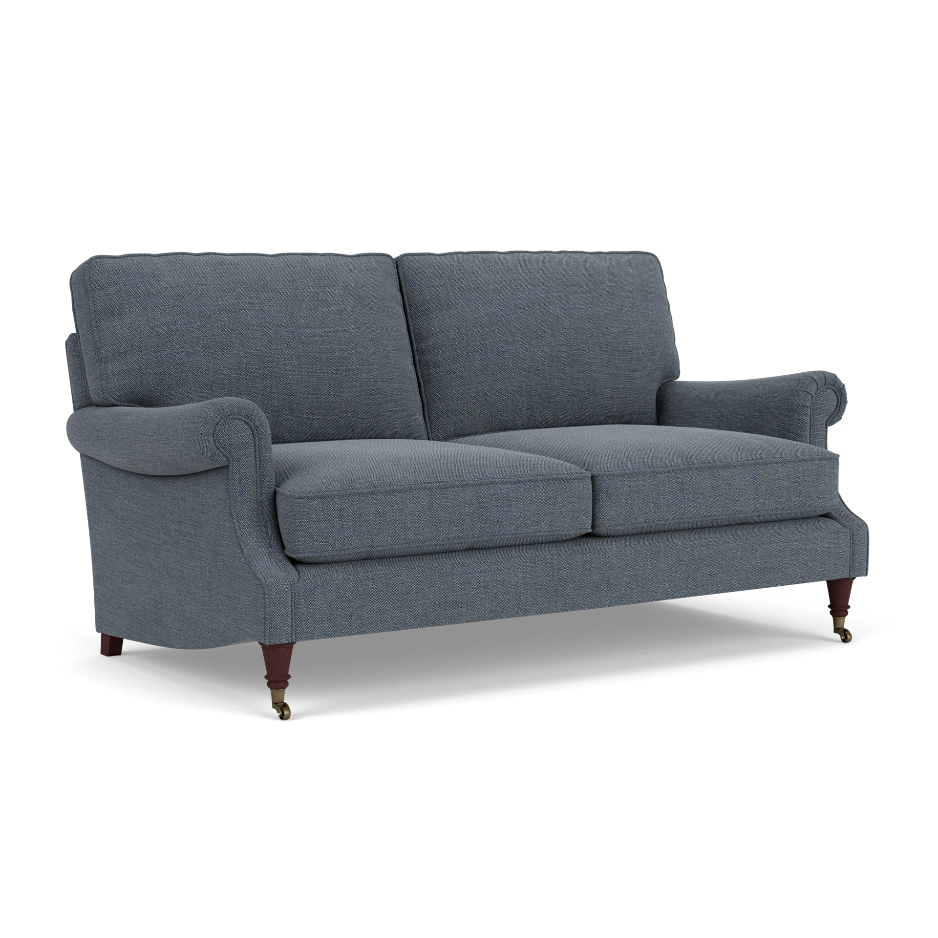 Taylor High Back 3 Seater Sofa in Rustic Weave - Indigo with Light legs