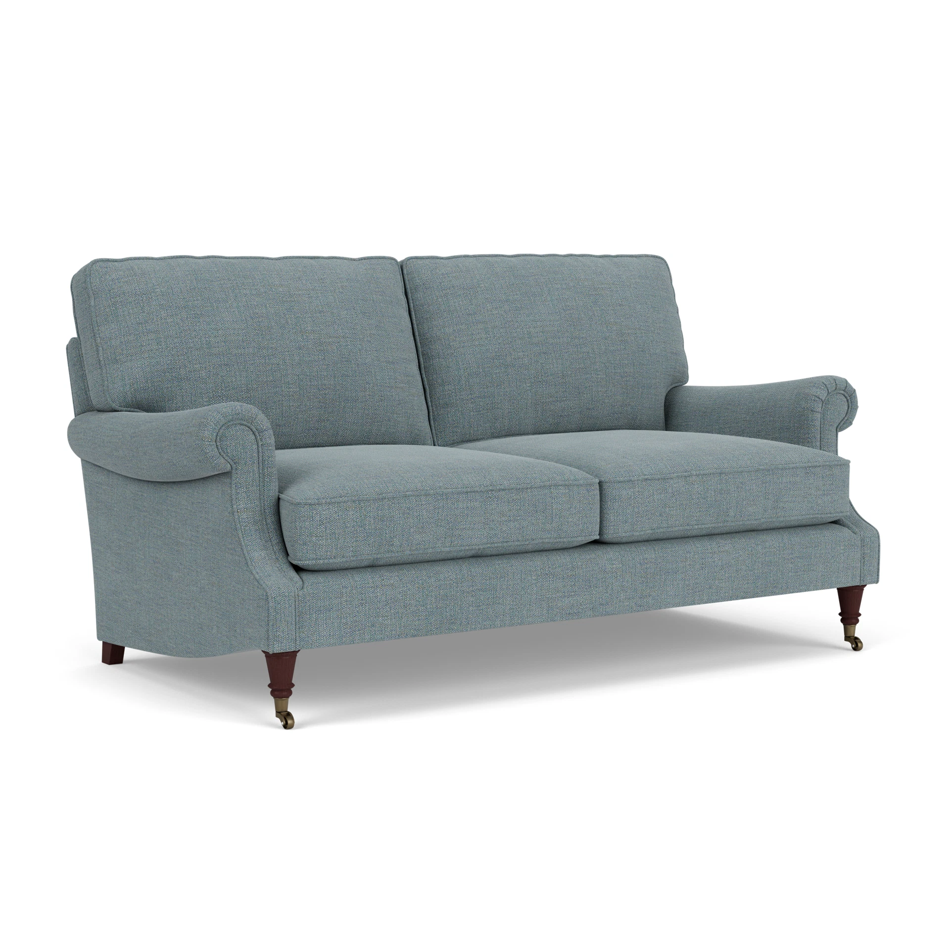 Taylor High Back 3 Seater Sofa in Rustic Weave - Teal Marl with Light legs