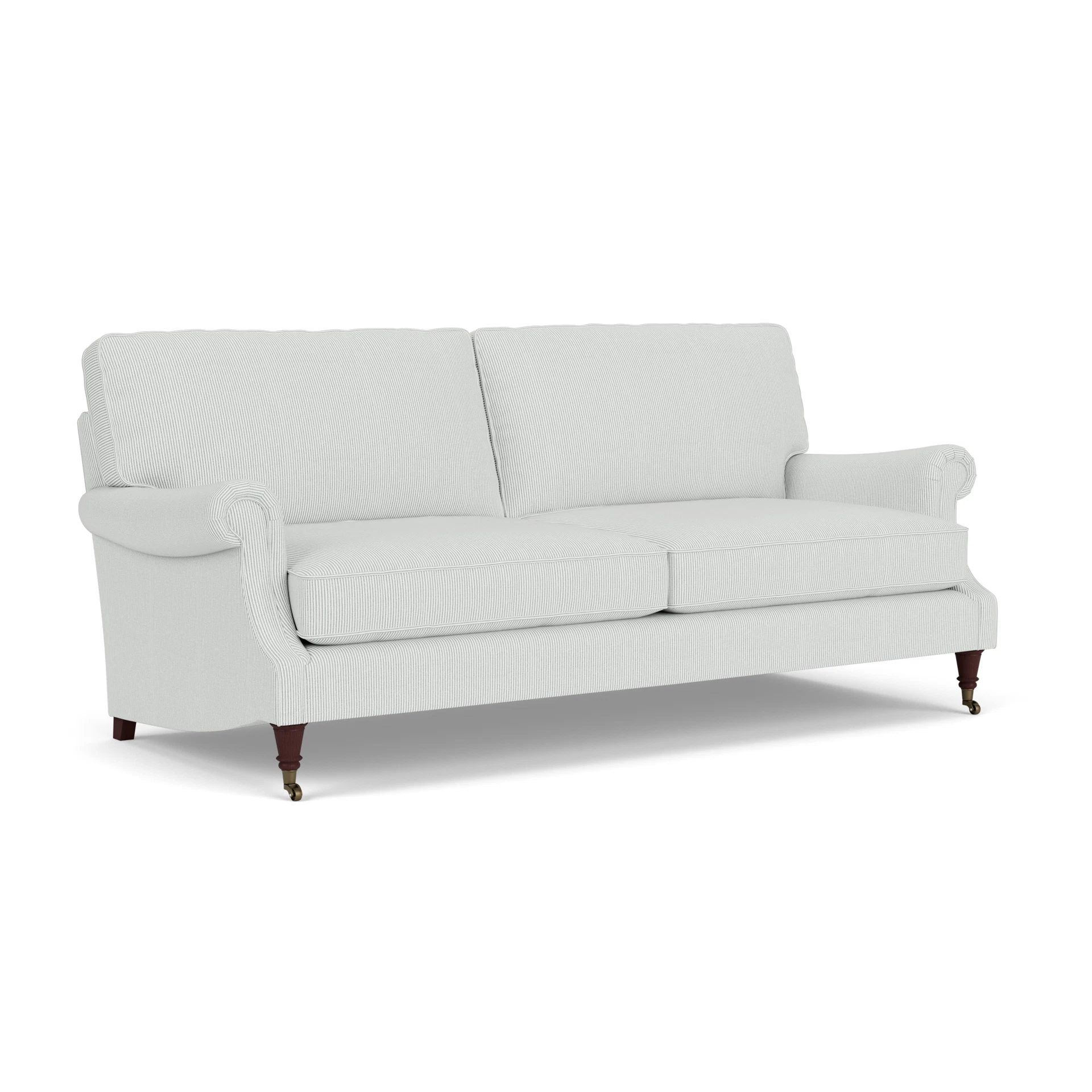 Taylor High Back 4 Seater Sofa in Broadway Stripe - Duck Egg with Light legs