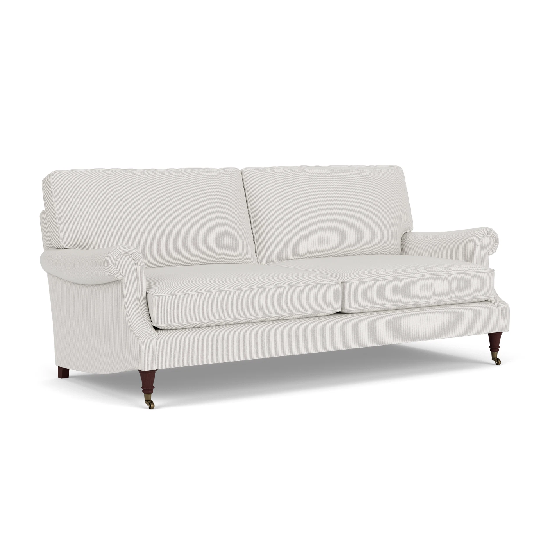 Taylor High Back 4 Seater Sofa in Broadway Stripe - Grey with Light legs