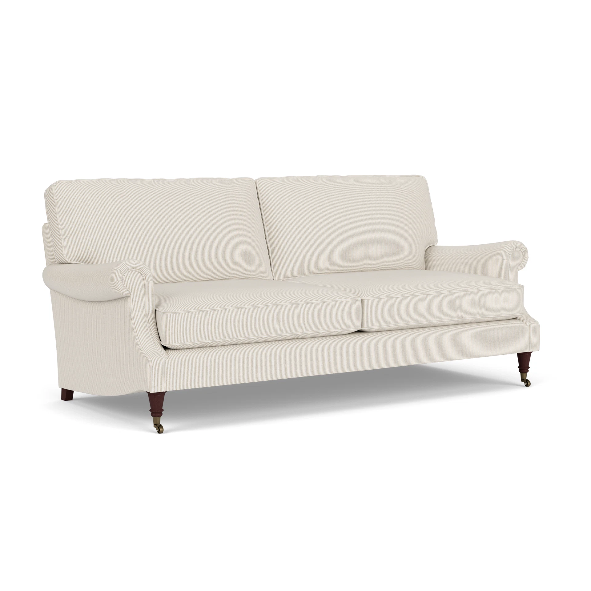 Taylor High Back 4 Seater Sofa in Broadway Stripe - Natural with Light legs