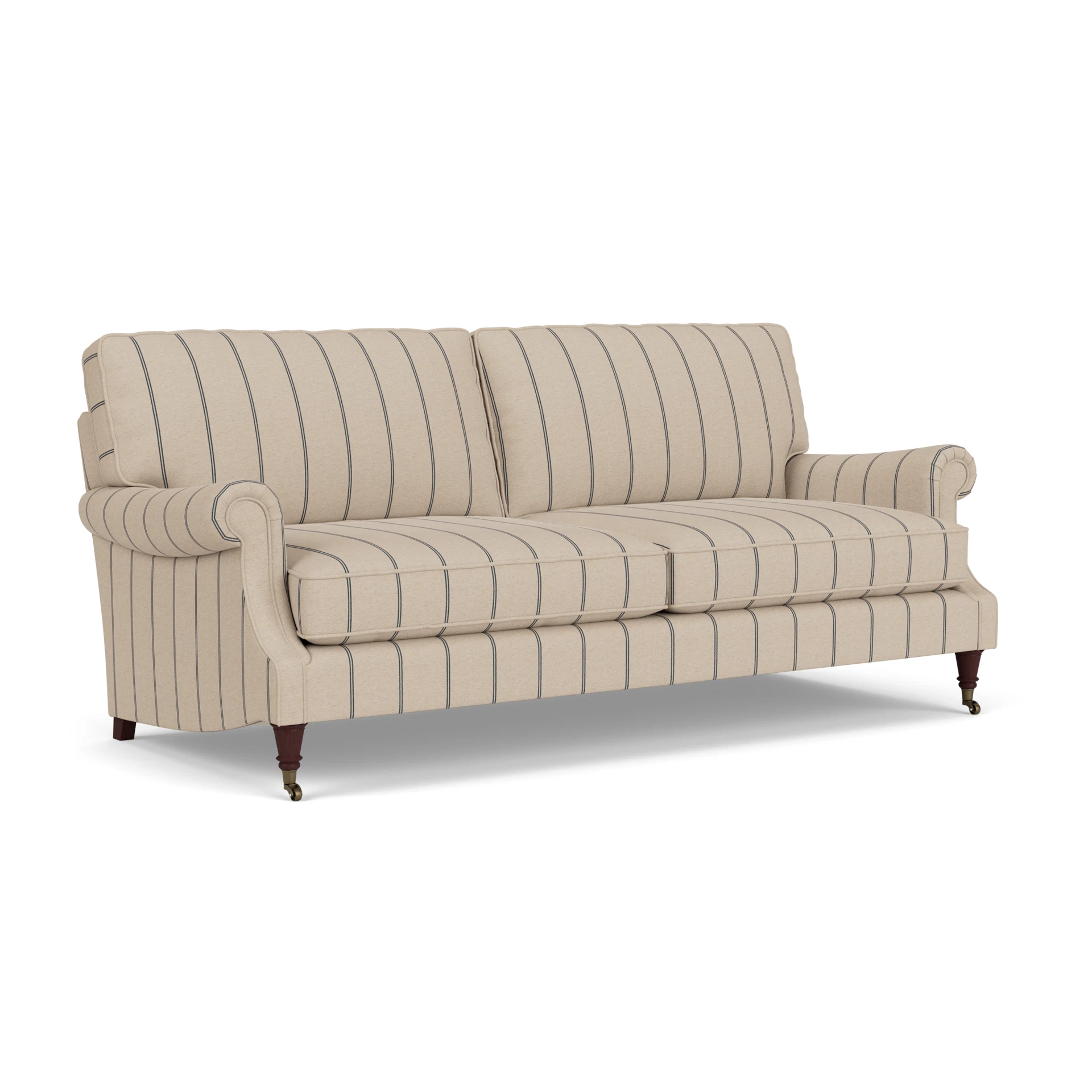 Taylor High Back 4 Seater Sofa in Compton Stripe - Charcoal with Light legs