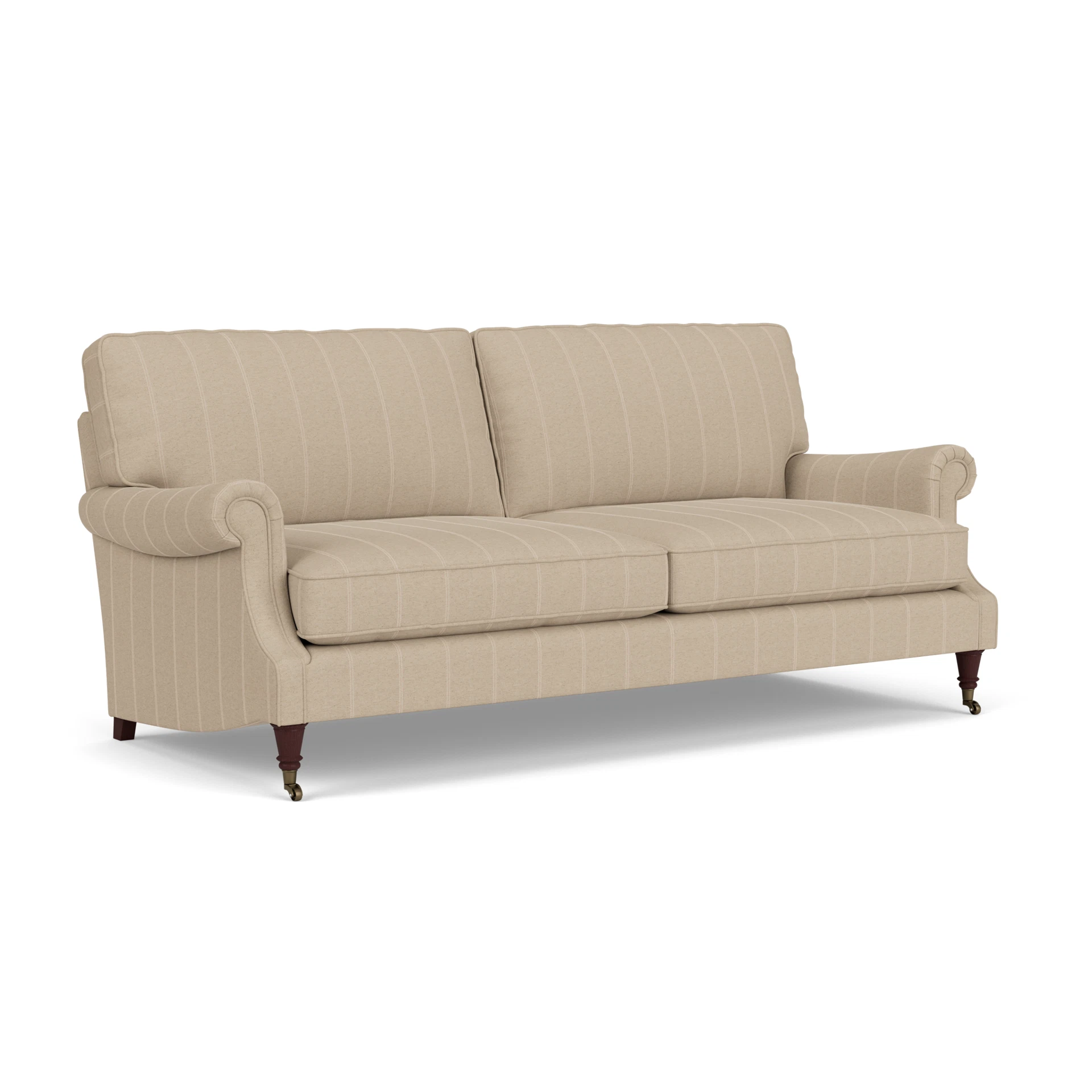 Taylor High Back 4 Seater Sofa in Compton Stripe - Natural with Light legs