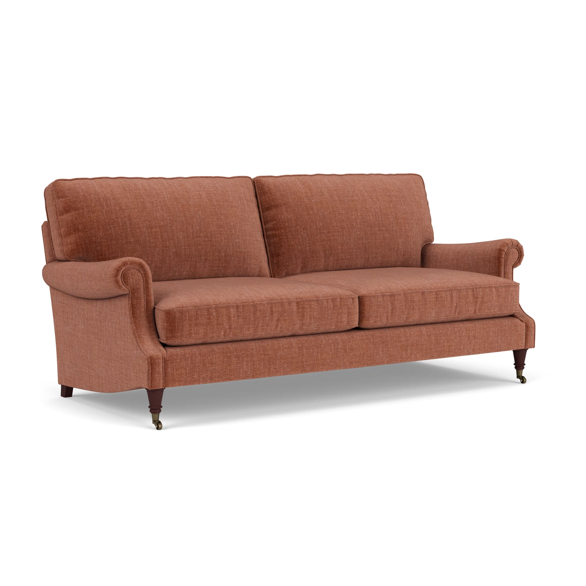 Taylor High Back 4 Seater Sofa in Eco Chenille - Cinnamon with Light legs