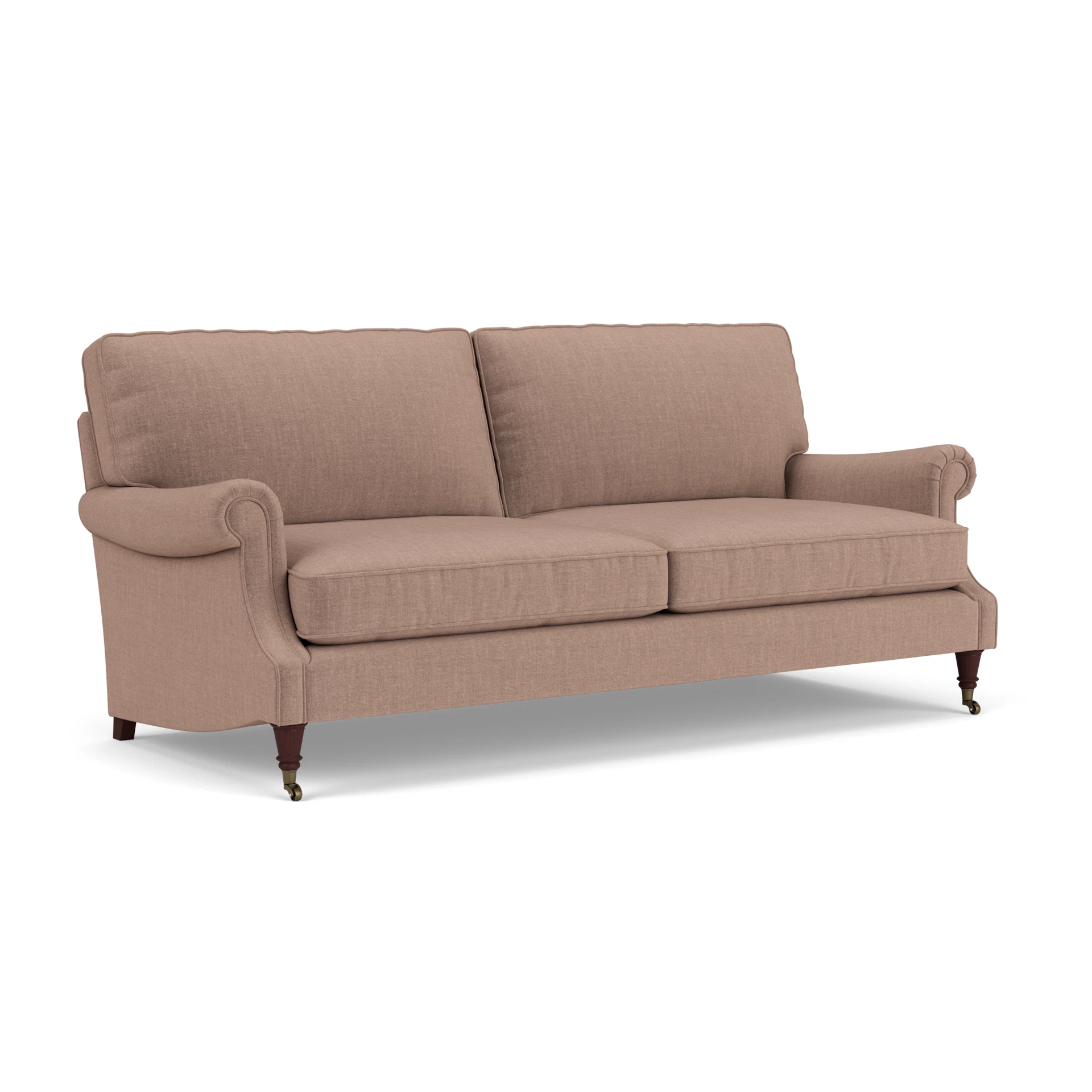 Taylor High Back 4 Seater Sofa in Eco Chenille - Dusky Rose with Light legs