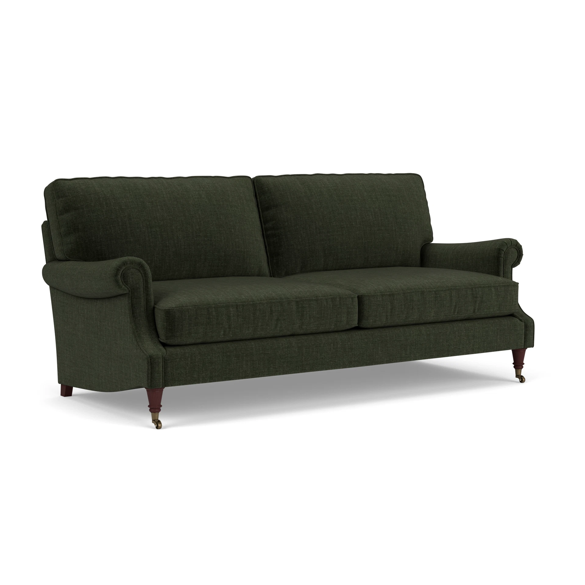 Taylor High Back 4 Seater Sofa in Eco Chenille - Moss with Light legs