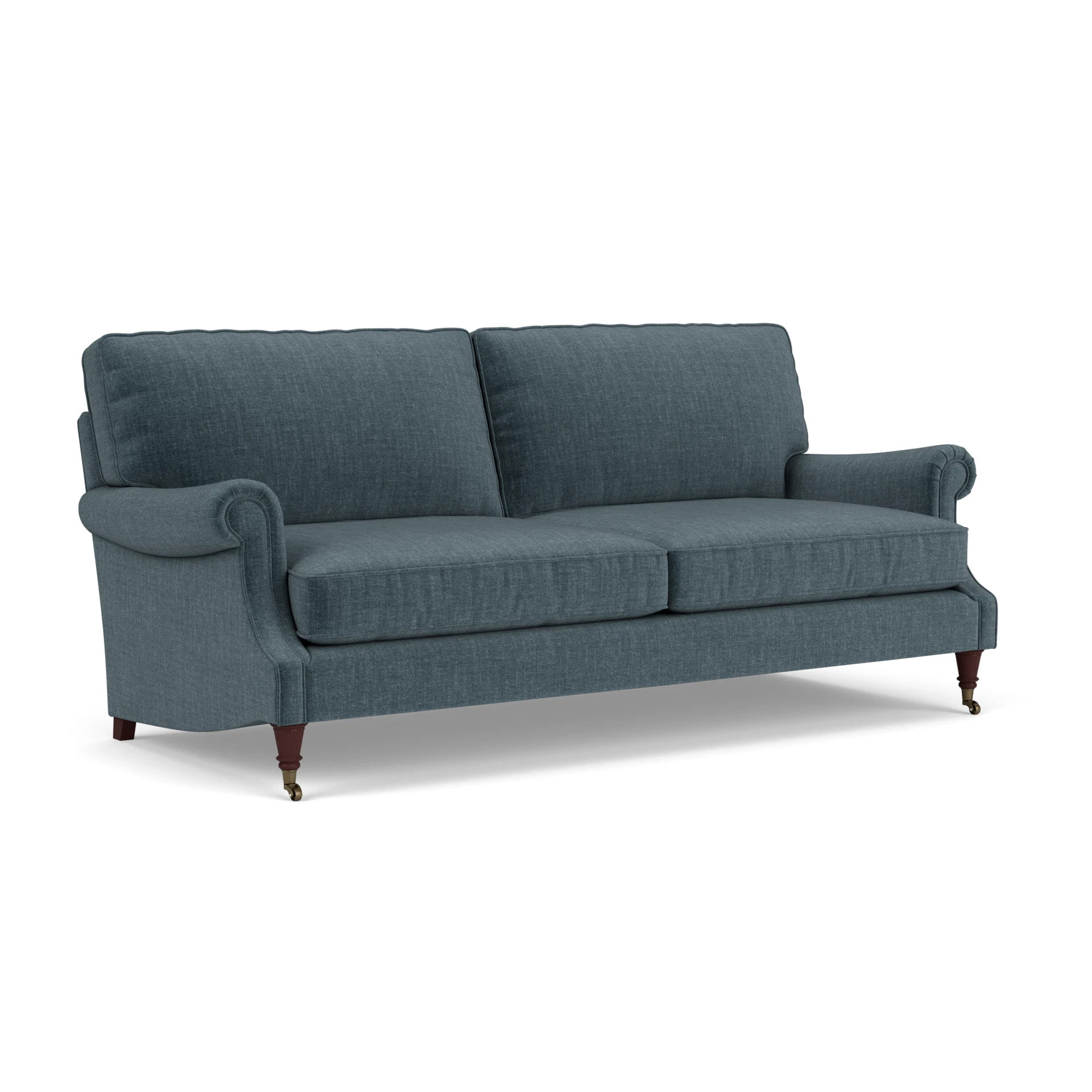 Taylor High Back 4 Seater Sofa in Eco Chenille - Teal with Light legs