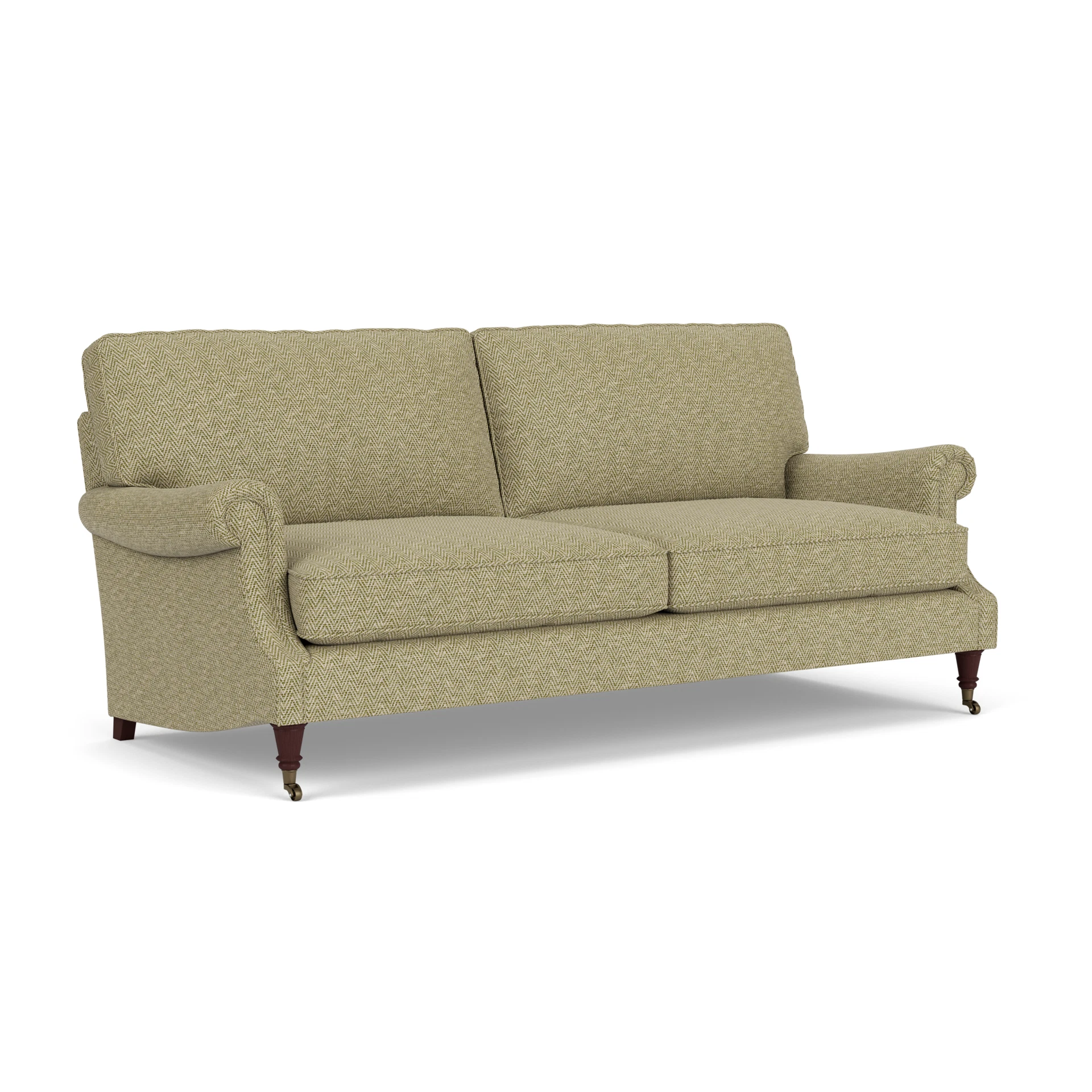 Taylor High Back 4 Seater Sofa in Herringbone Weave - Apple with Light legs