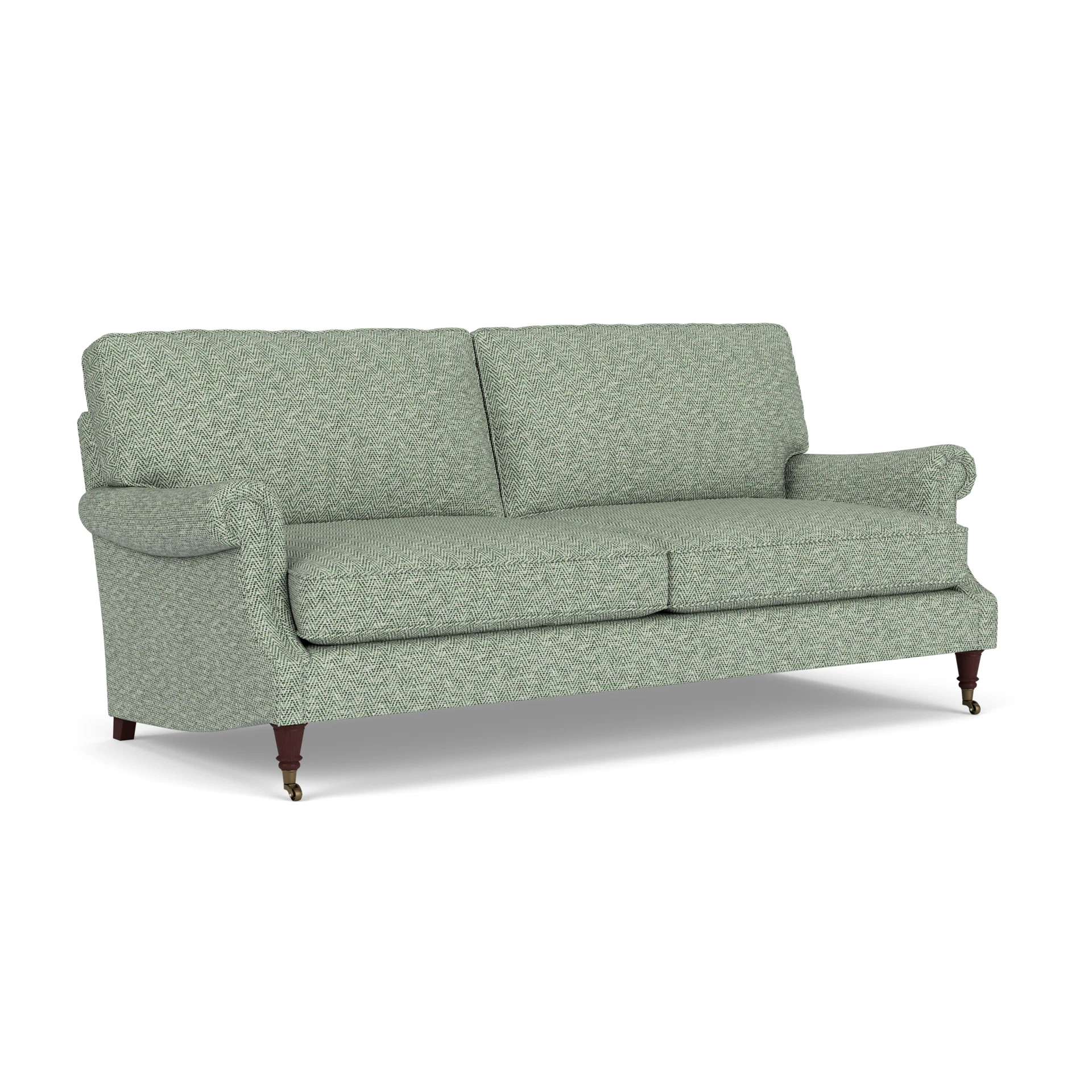 Taylor High Back 4 Seater Sofa in Herringbone Weave - Lake with Light legs