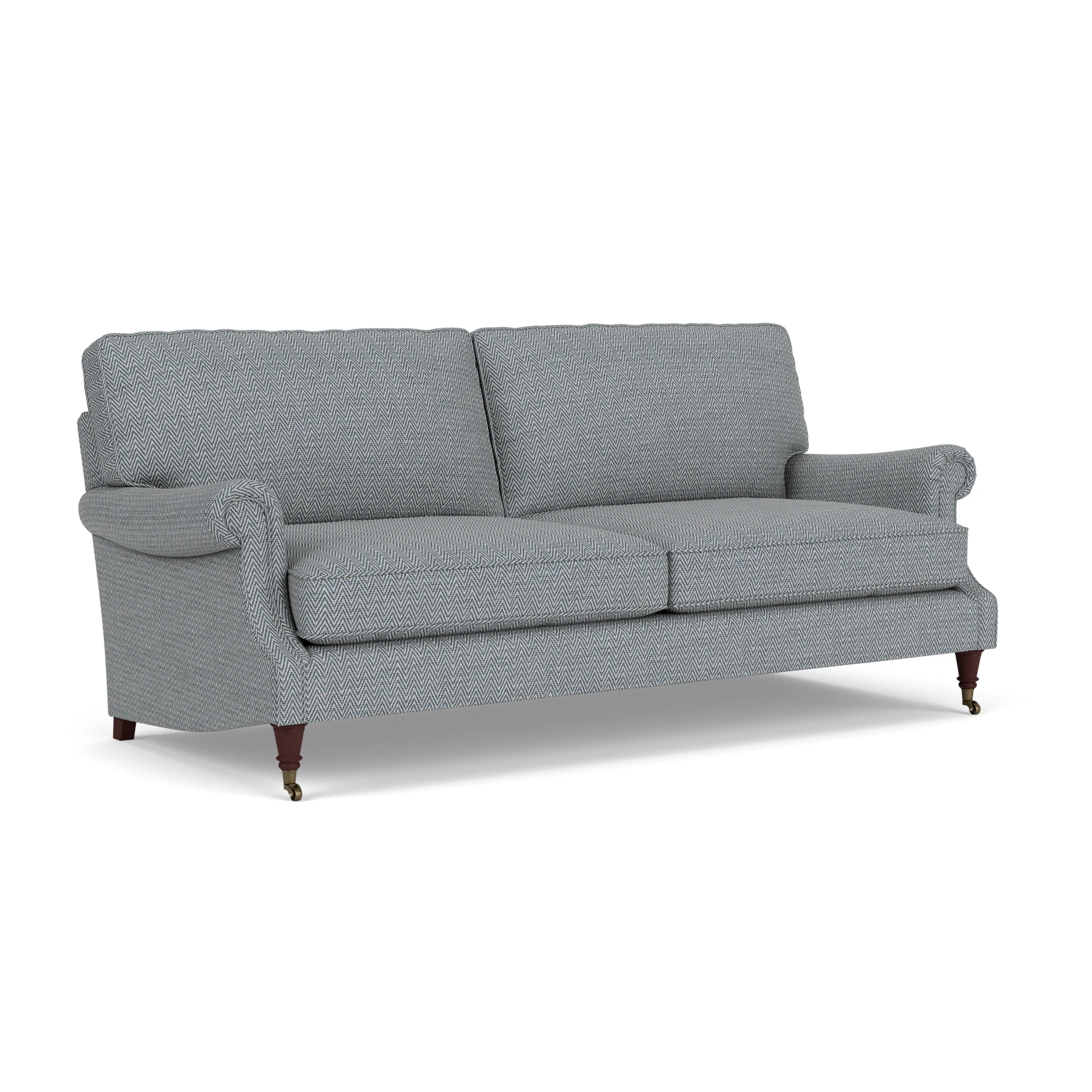 Taylor High Back 4 Seater Sofa in Herringbone Weave - Navy with Light legs