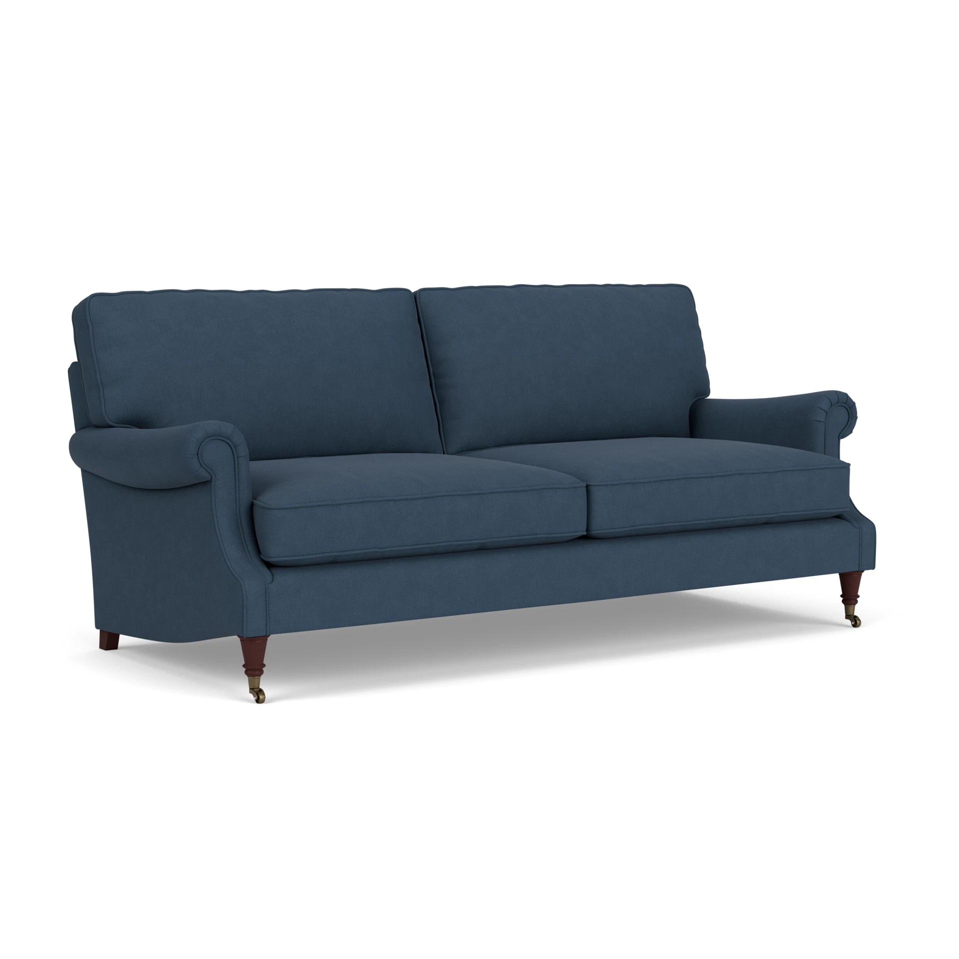 Taylor High Back 4 Seater Sofa in House Linen Mix - Indigo with Light legs