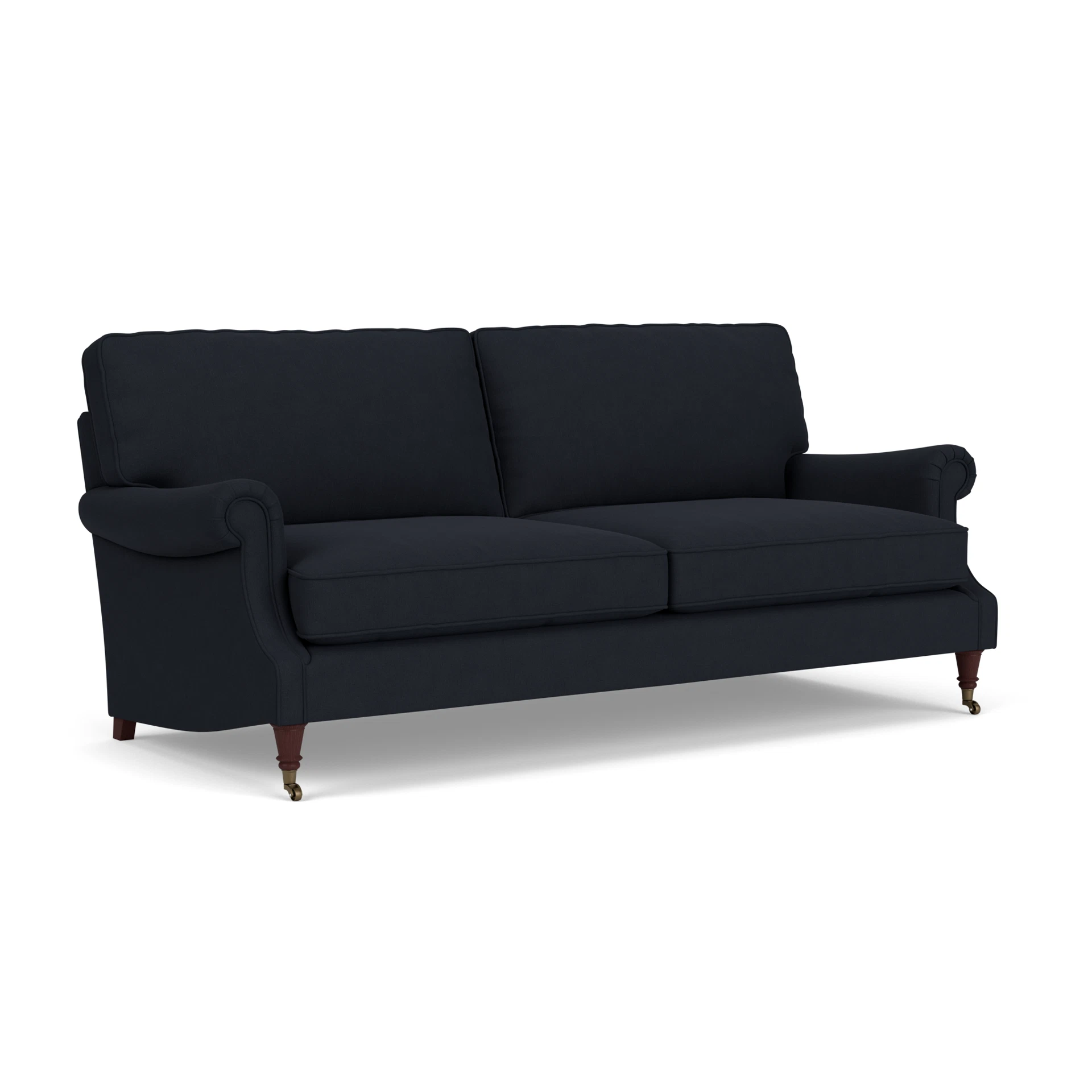 Taylor High Back 4 Seater Sofa in House Linen Mix - Ink with Light legs