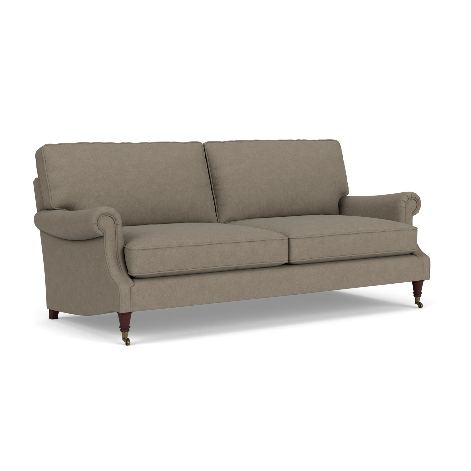 Taylor High Back 4 Seater Sofa in House Linen Mix - Mid Grey with Light legs