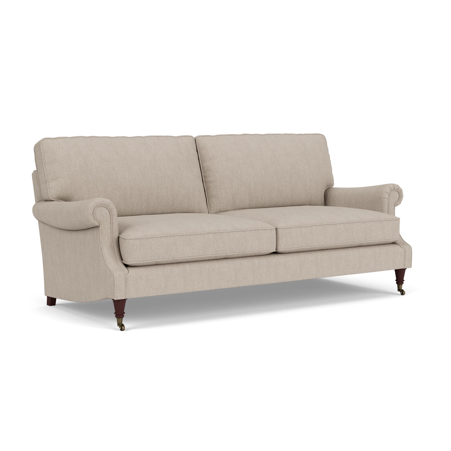 Taylor High Back 4 Seater Sofa in Luxury Italian Linen - Natural with Light legs