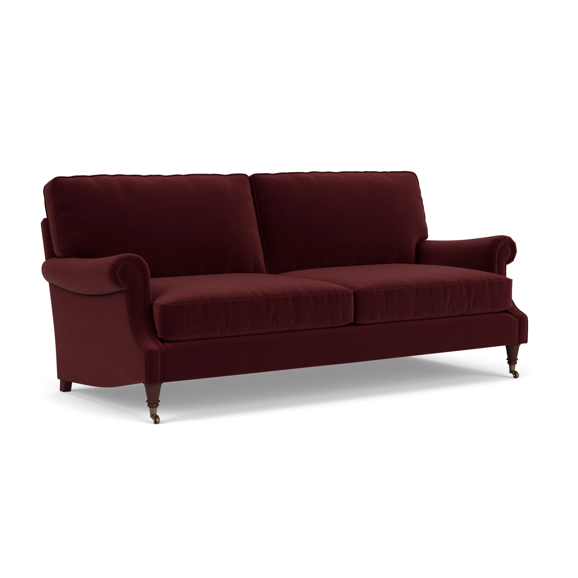 Taylor High Back 4 Seater Sofa in Matt Velvet - Dark Rosehip with Light legs