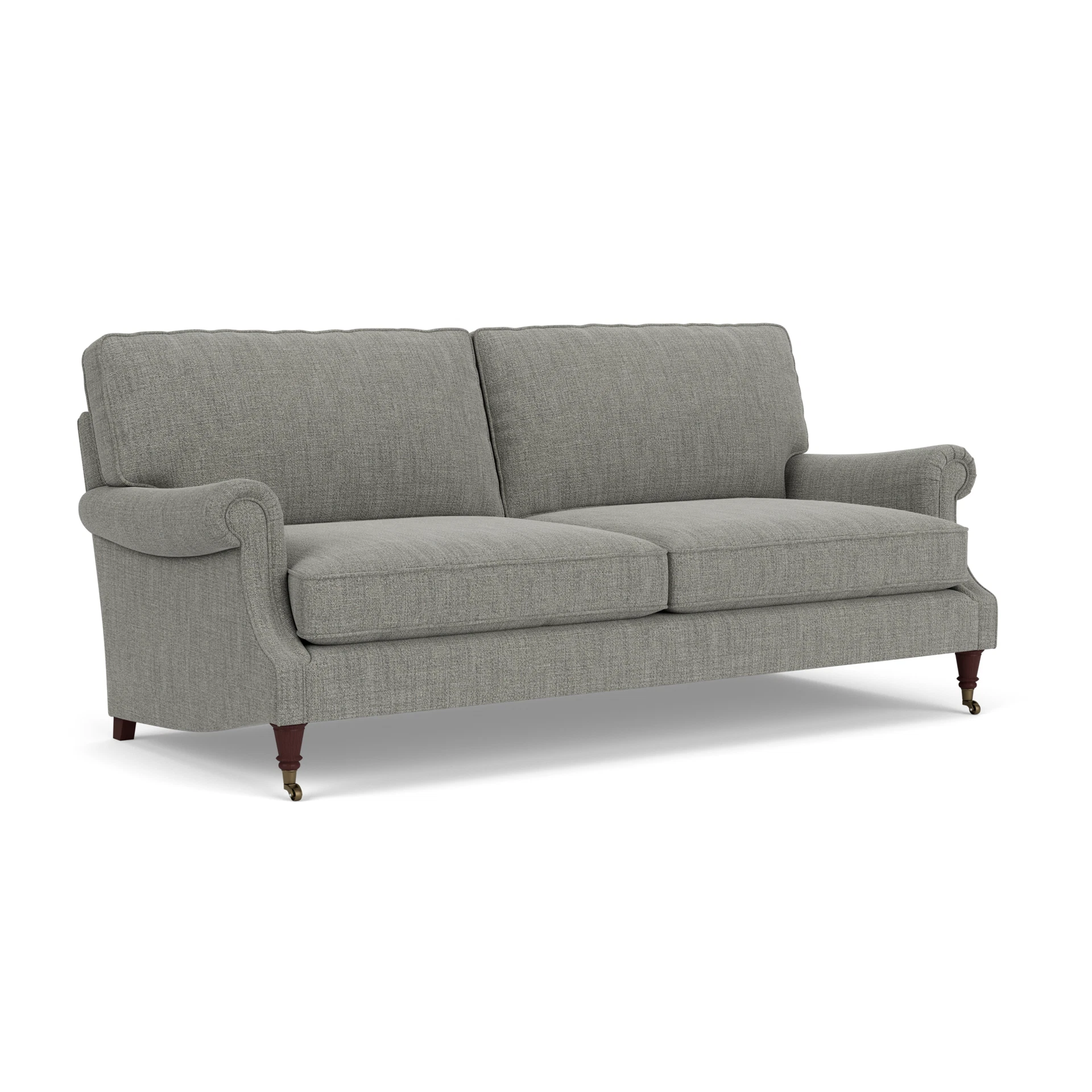 Taylor High Back 4 Seater Sofa in Rustic Weave - Grey Marl with Light legs