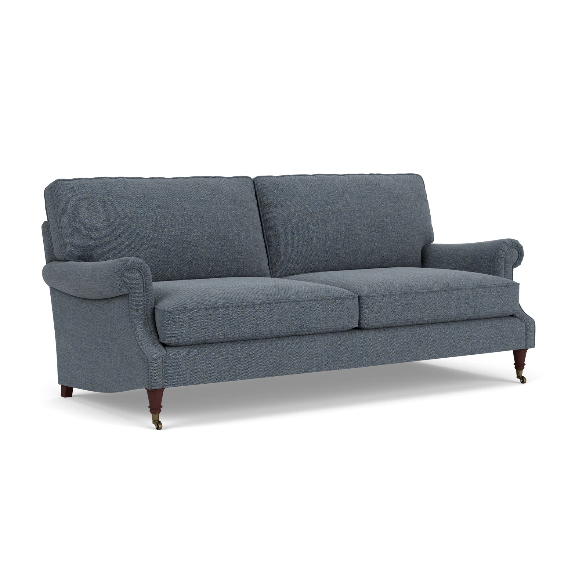 Taylor High Back 4 Seater Sofa in Rustic Weave - Indigo with Light legs