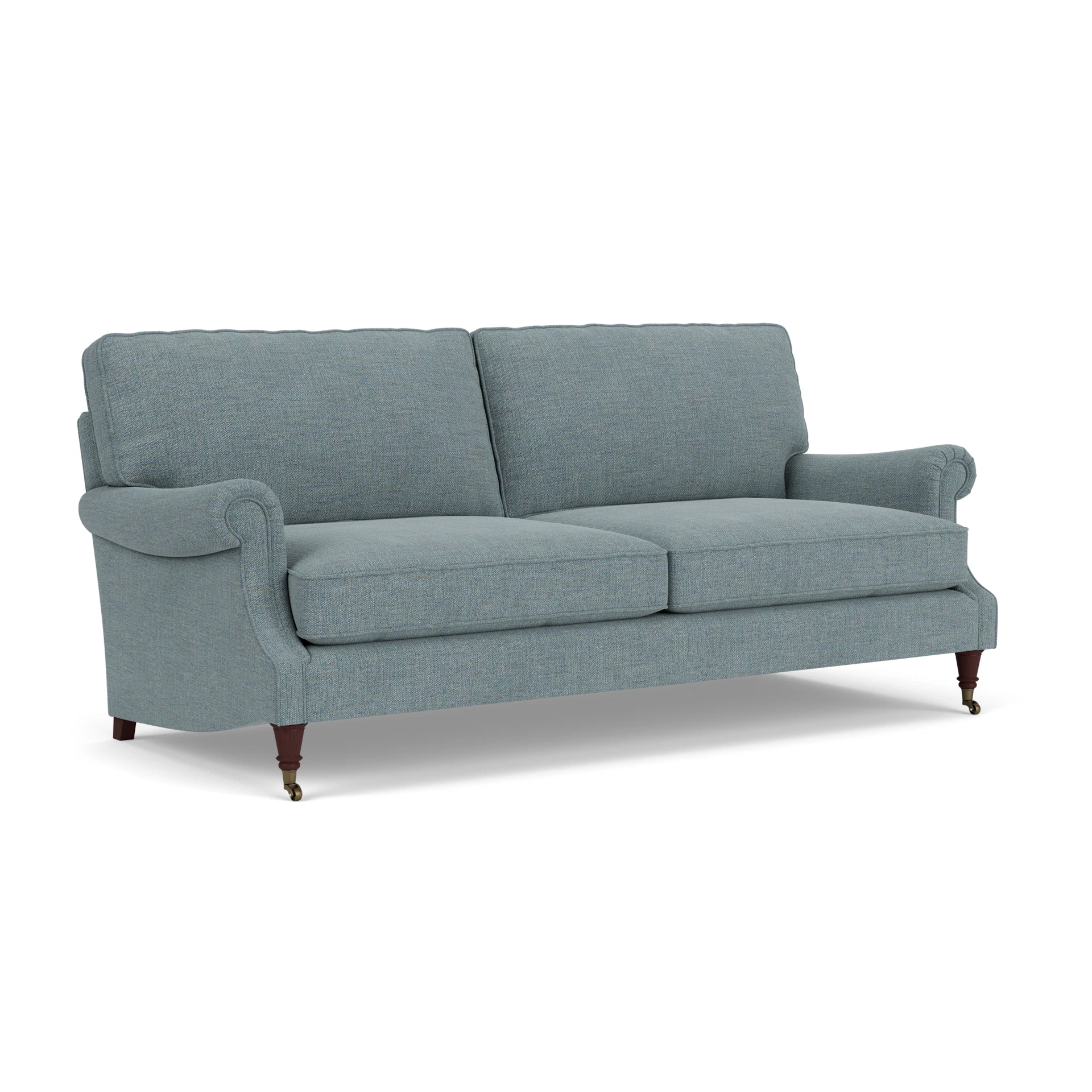 Taylor High Back 4 Seater Sofa in Rustic Weave - Teal Marl with Light legs