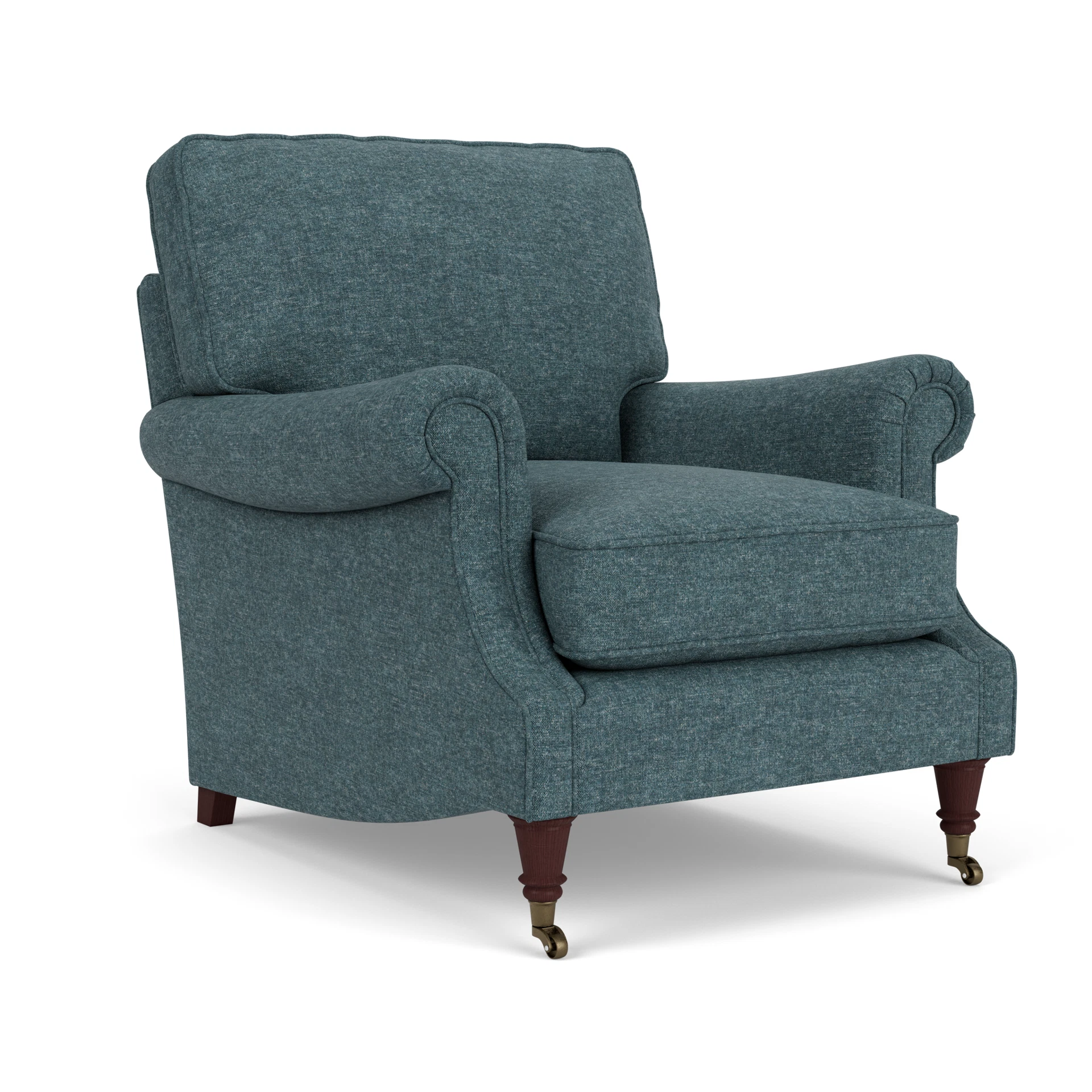 Taylor High Back Armchair in Aquaclean Oxford - Lake Marl with Light legs