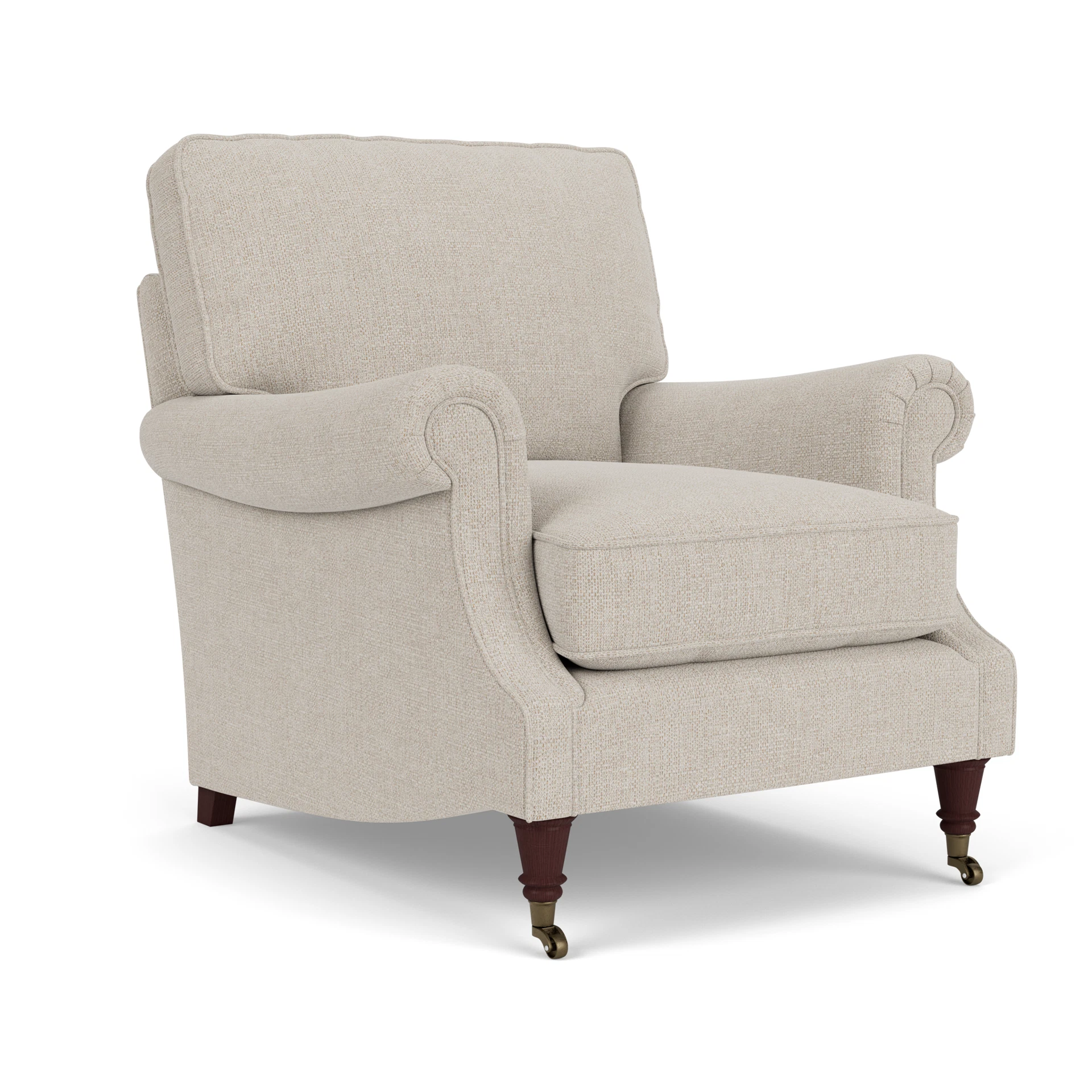 Taylor High Back Armchair in Aquaclean Oxford - Natural with Light legs